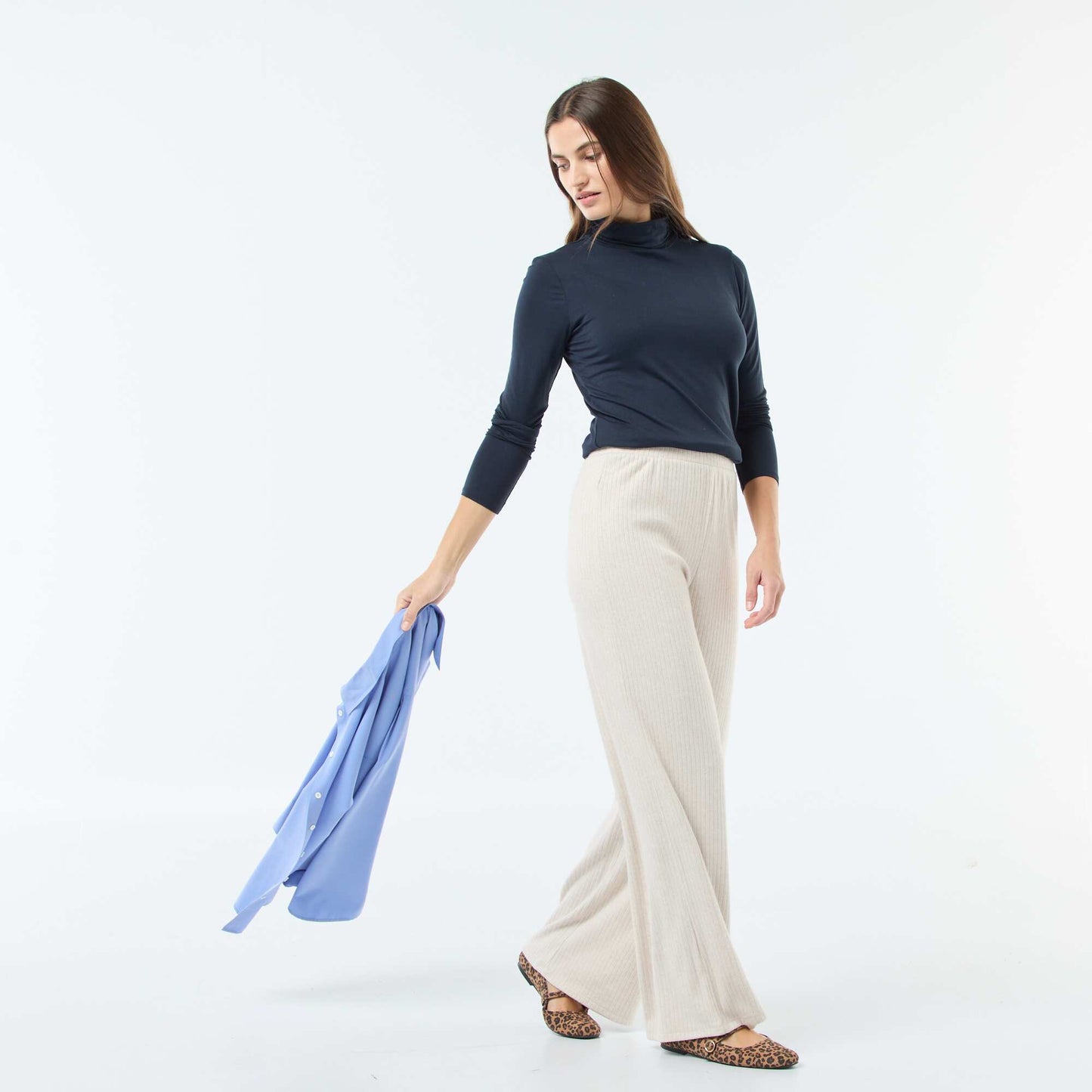 Sous-pull à col roulé et manches longues BLEU