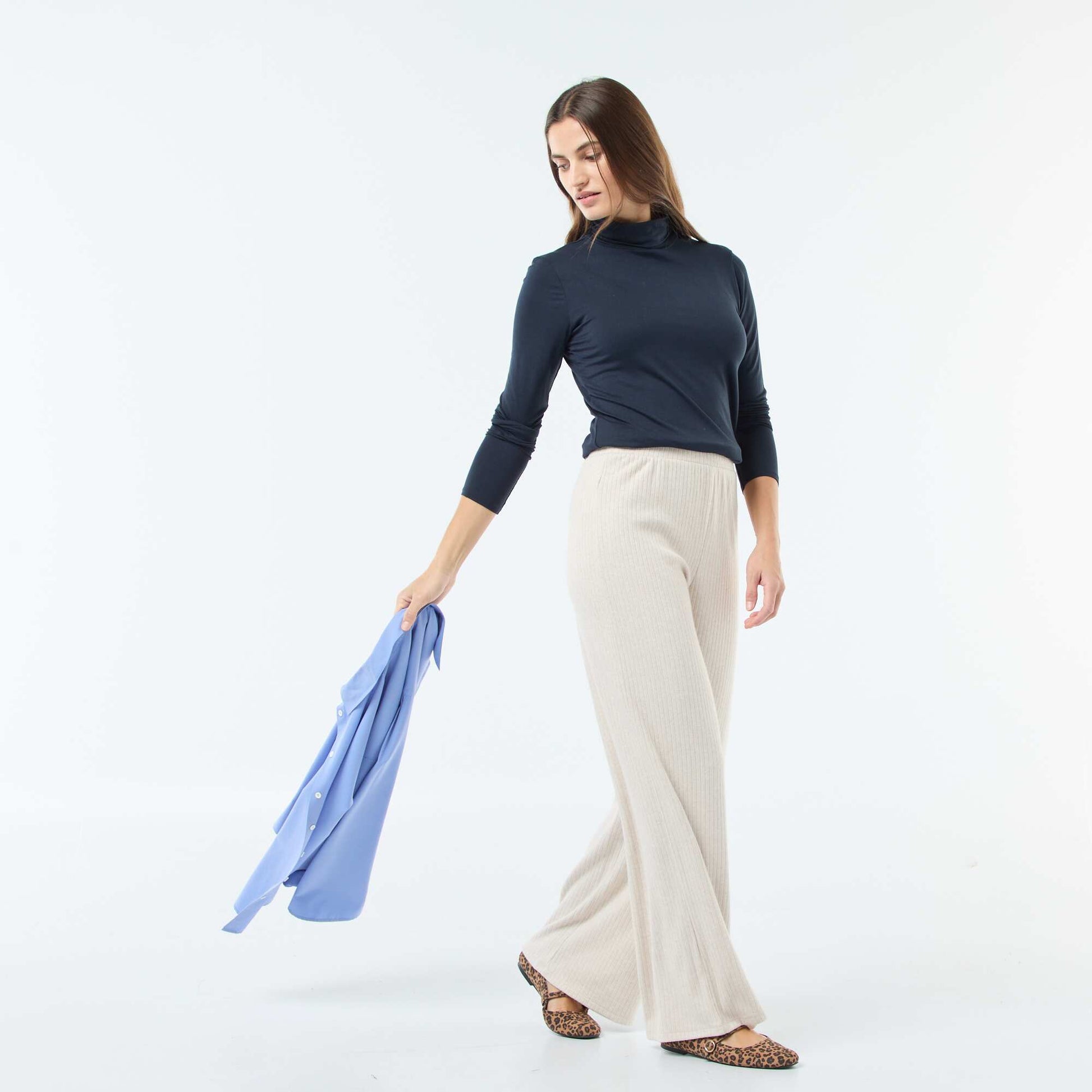 Sous-pull à col roulé et manches longues BLEU