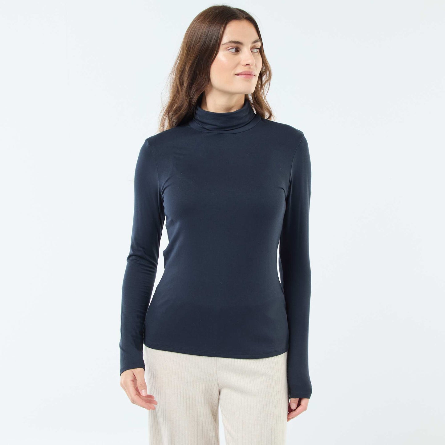 Sous-pull à col roulé et manches longues BLEU