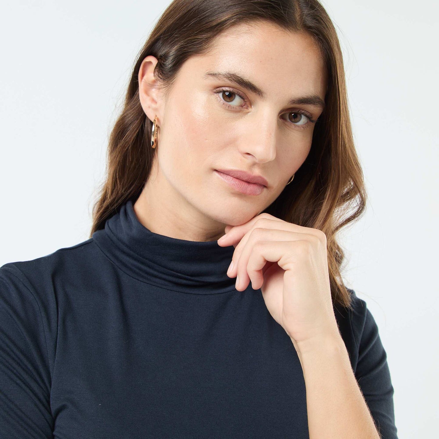Sous-pull à col roulé et manches longues BLEU