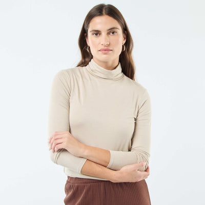Sous-pull à col roulé et manches longues BEIGE