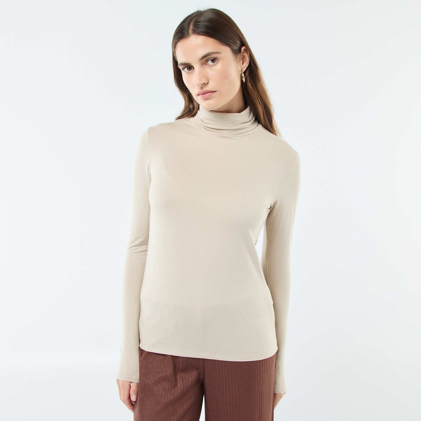 Sous-pull à col roulé et manches longues BEIGE