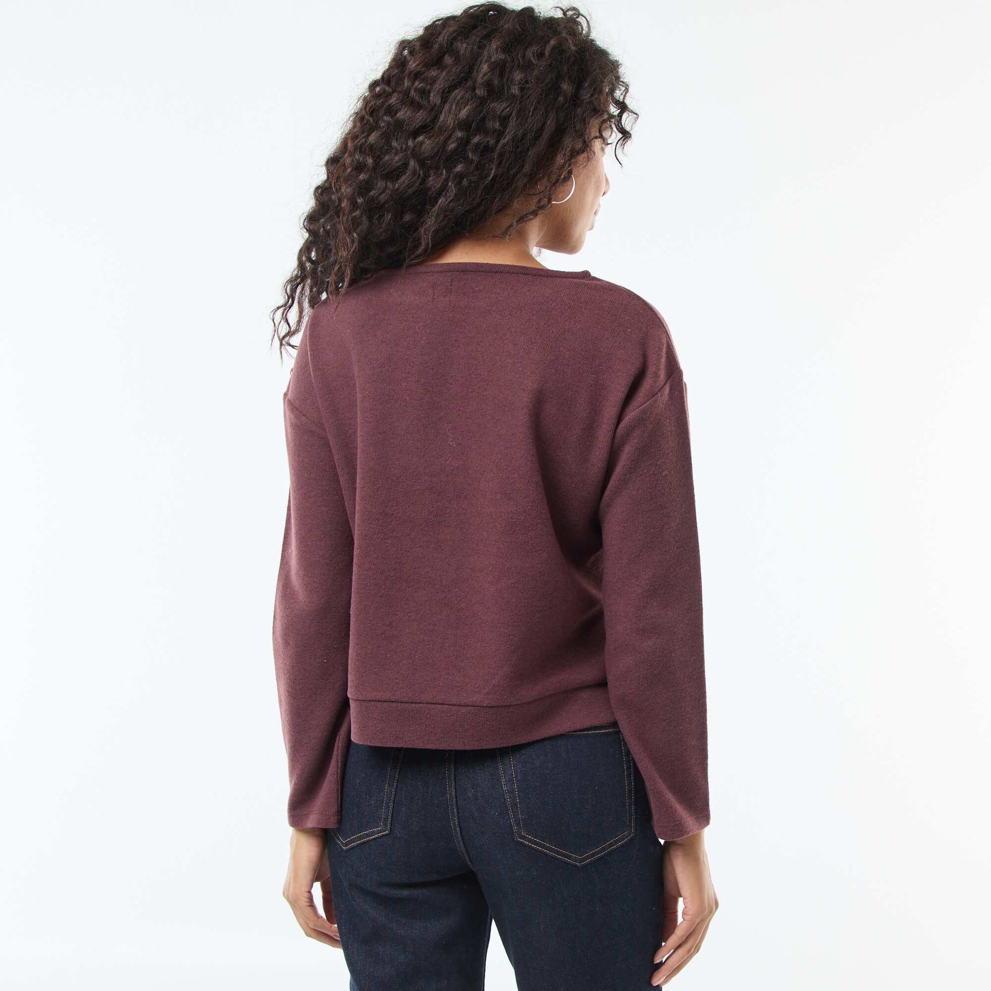 Pull avec boutons fantaisies dorés à l'épaule VIOLET