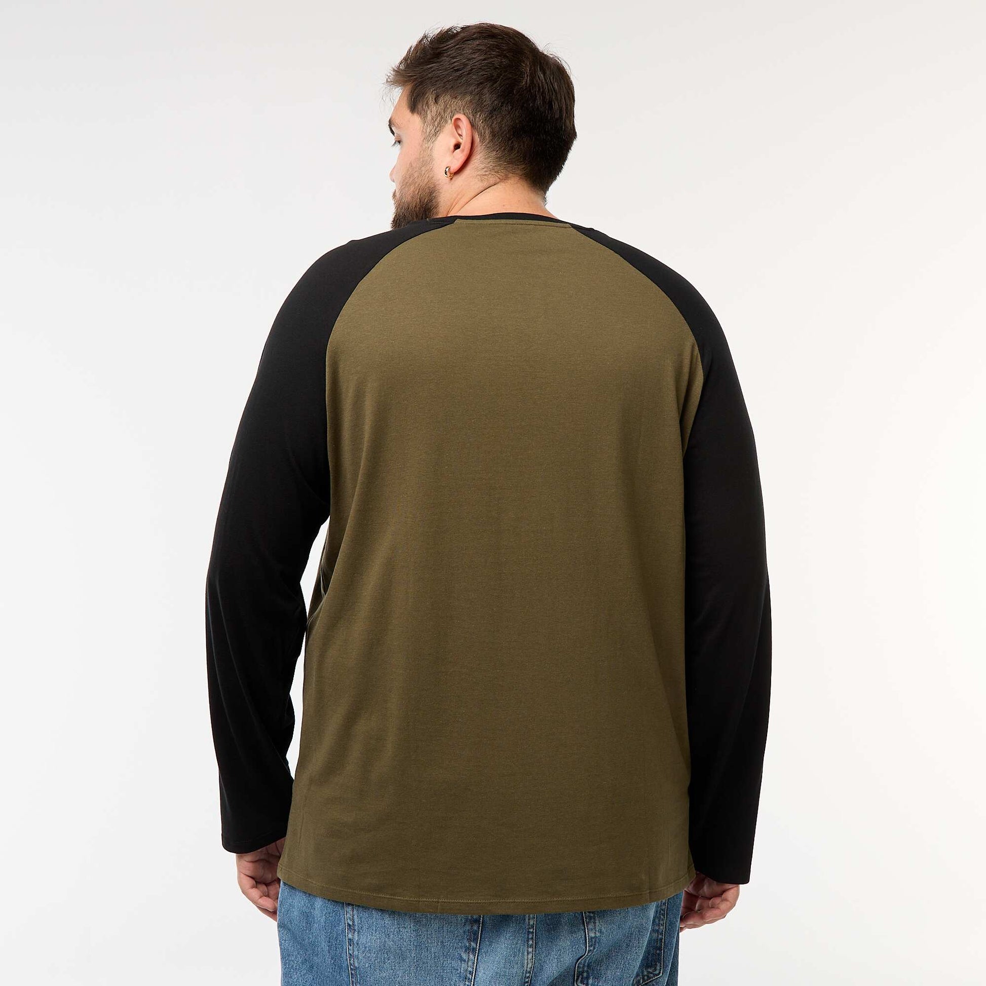 T-shirt à manches longues raglan et col rond KAKI