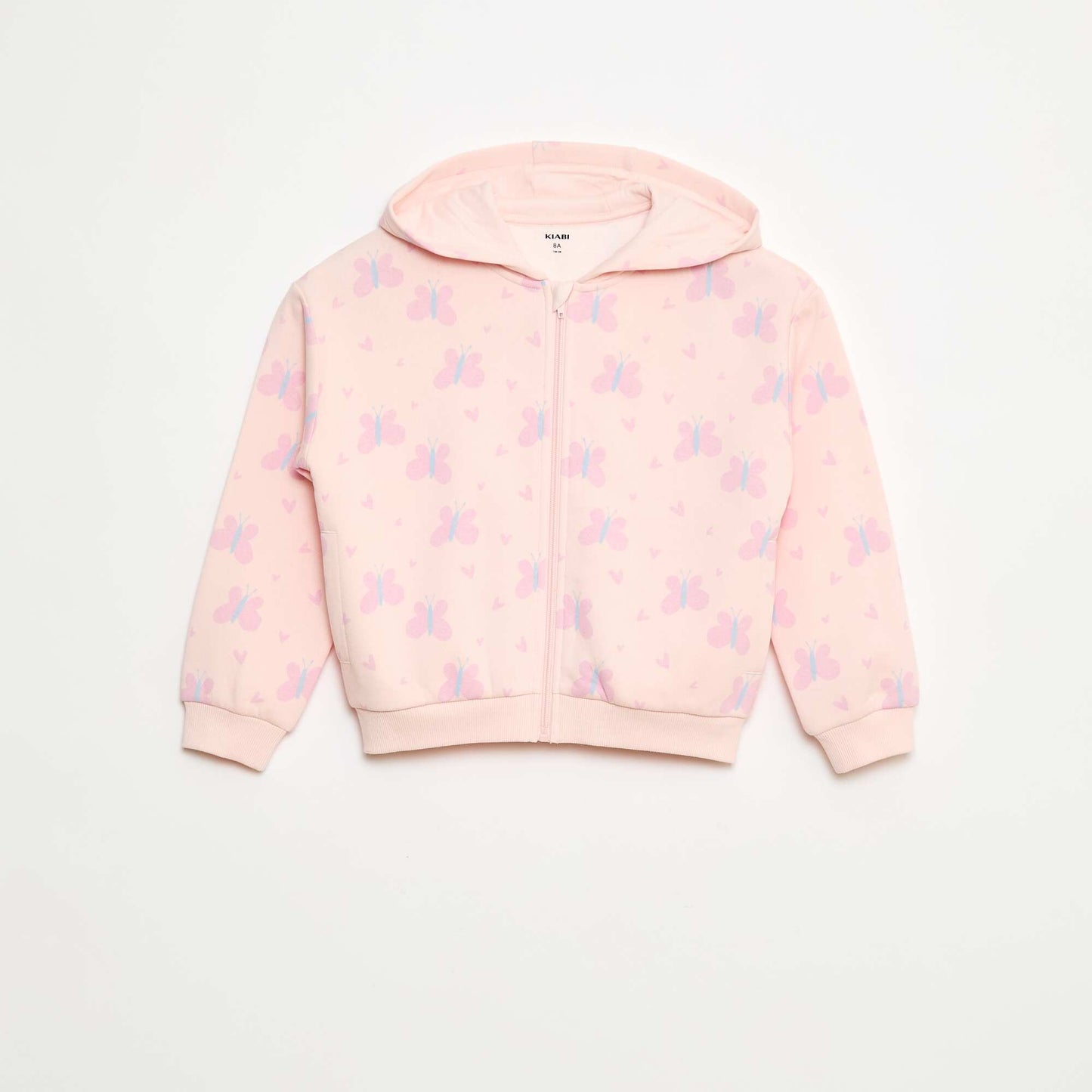 Sweat zippé à capuche avec imprimé ROSE