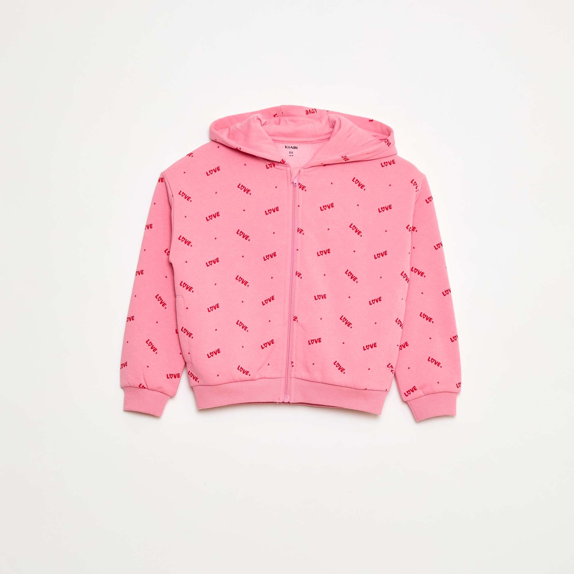 Sweat zippé à capuche avec imprimé ROSE