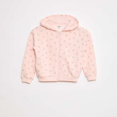 Sweat zippé à capuche avec imprimé ROSE