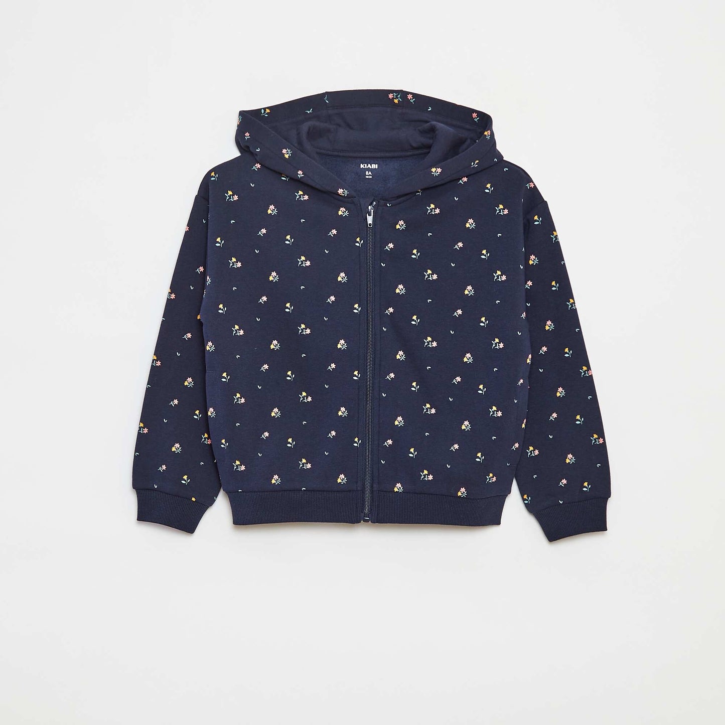 Sweat zippé à capuche avec imprimé BLEU