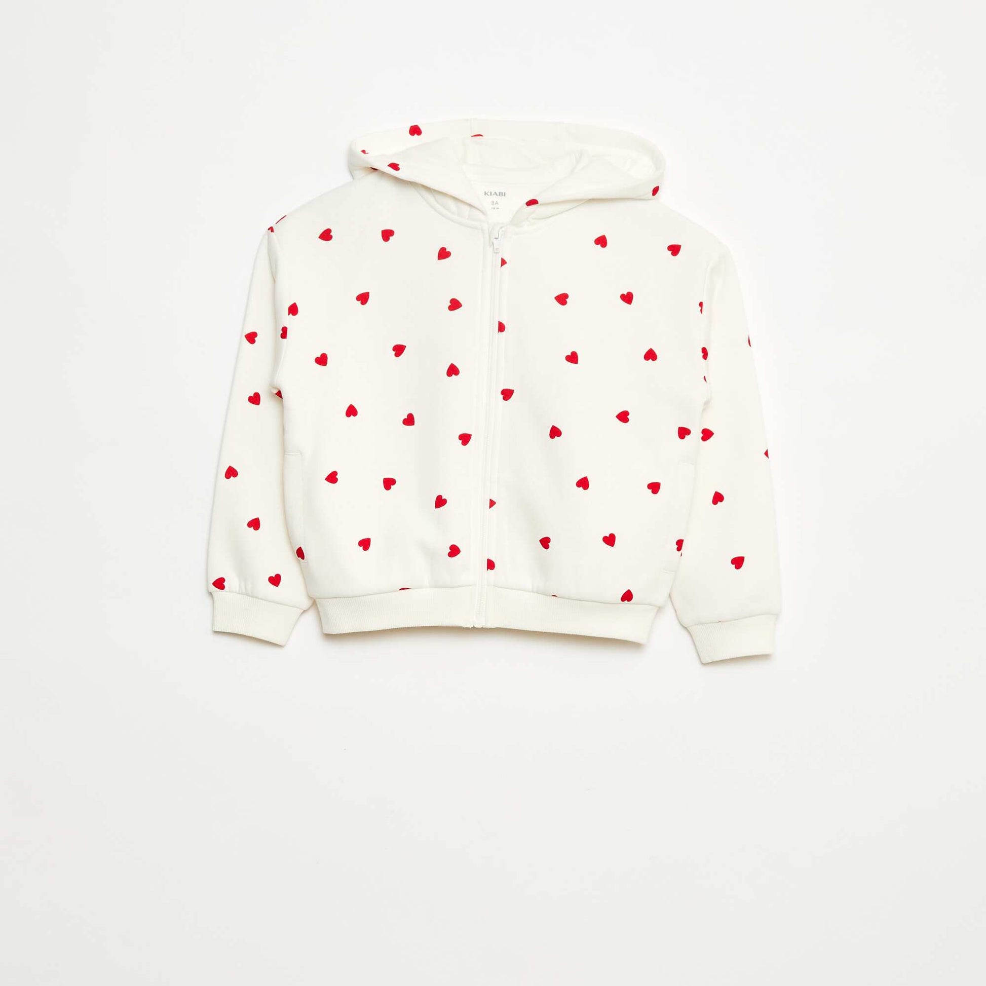 Sweat zippé à capuche avec imprimé BLANC