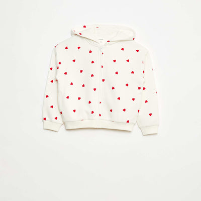 Sweat zippé à capuche avec imprimé BLANC