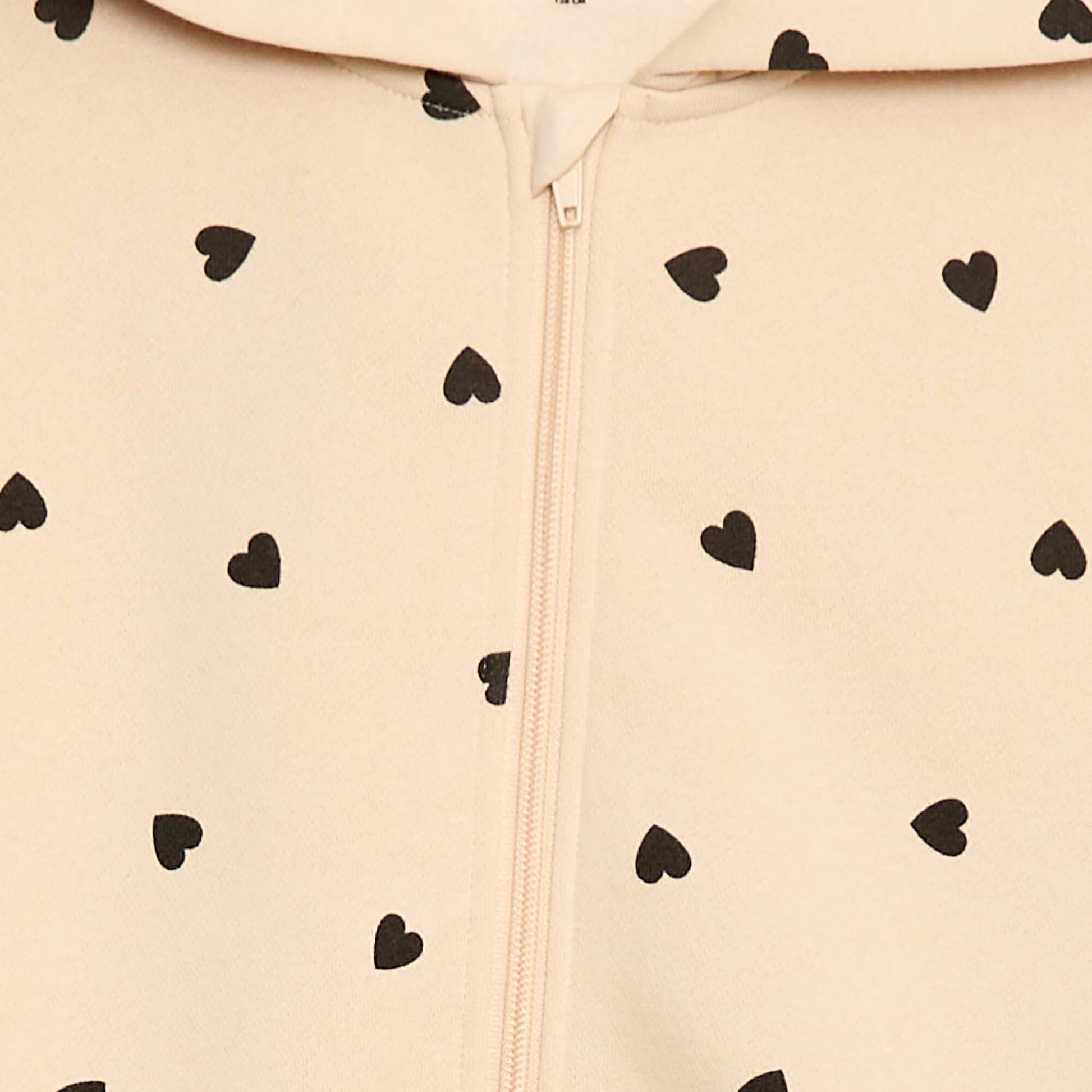 Sweat zippé à capuche avec imprimé BEIGE