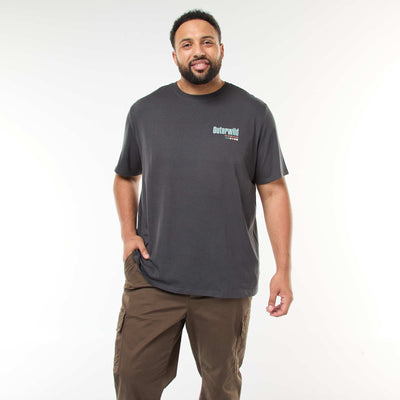 T-shirt imprimé à manches courtes et col rond GRIS