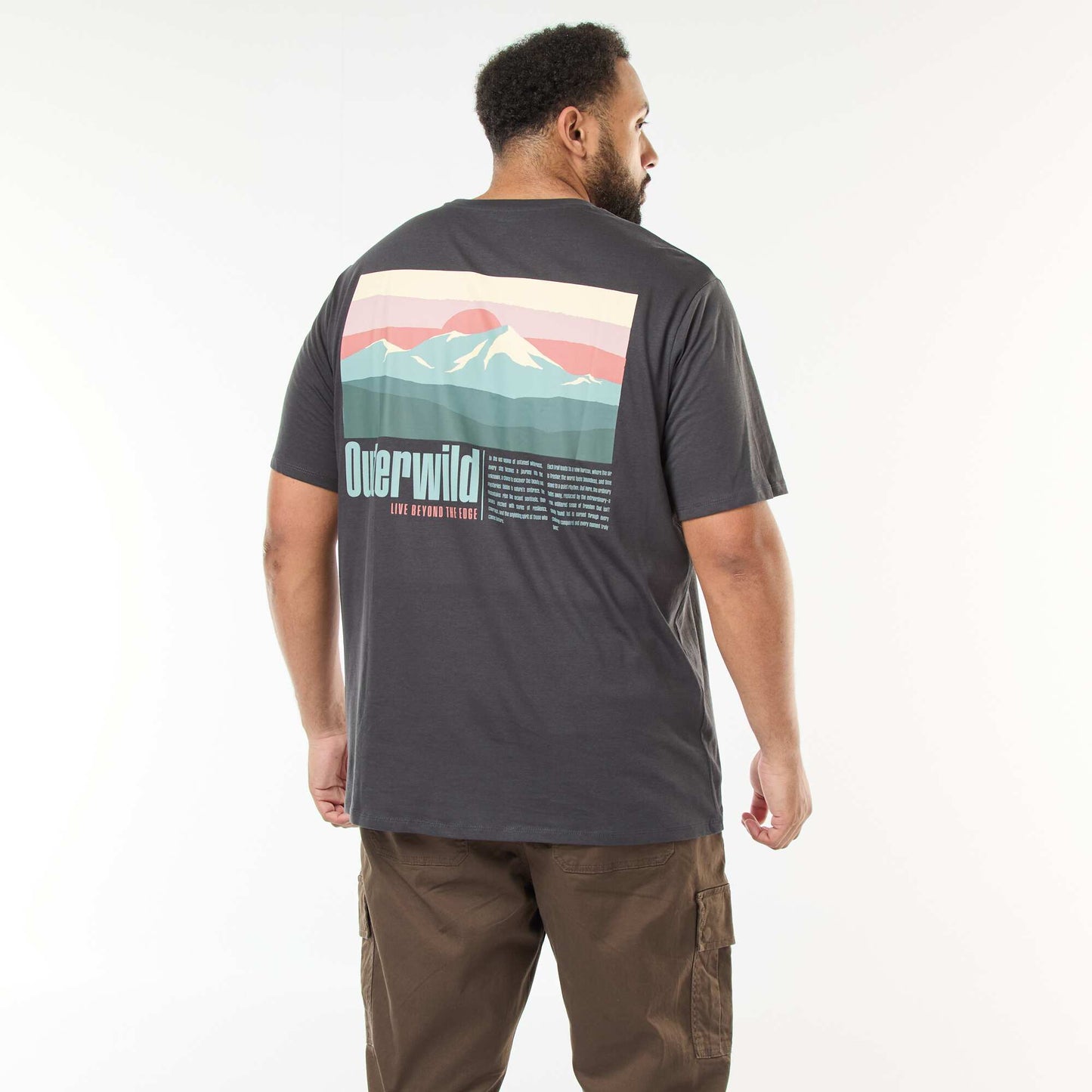 T-shirt imprimé à manches courtes et col rond GRIS