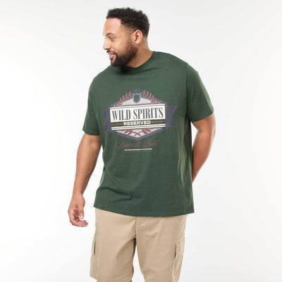 T-shirt imprimé à manches courtes et col rond VERT