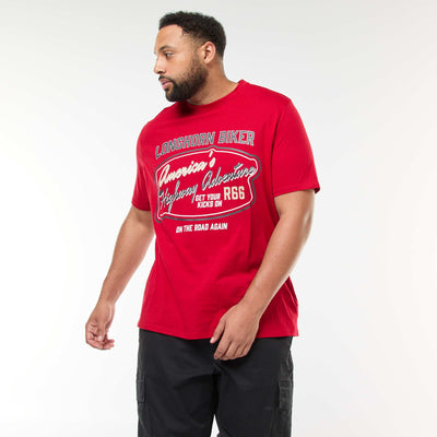 T-shirt imprimé à manches courtes et col rond ROUGE