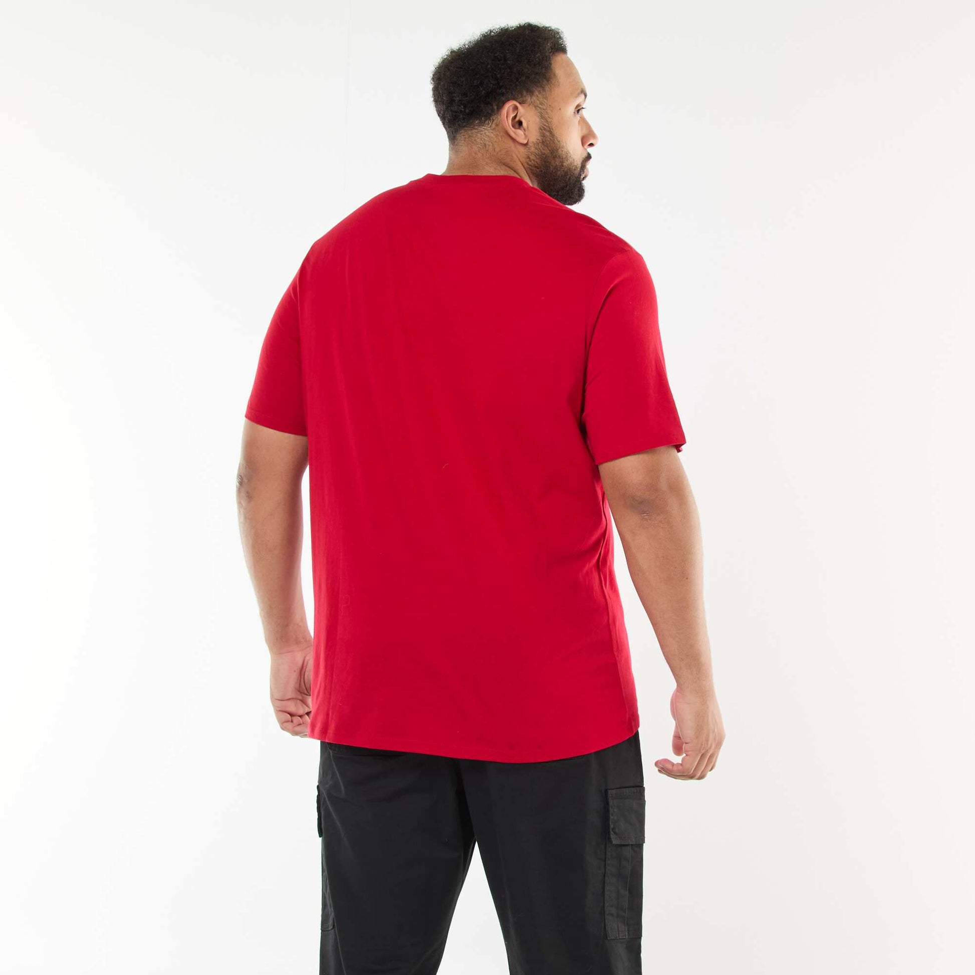 T-shirt imprimé à manches courtes et col rond ROUGE
