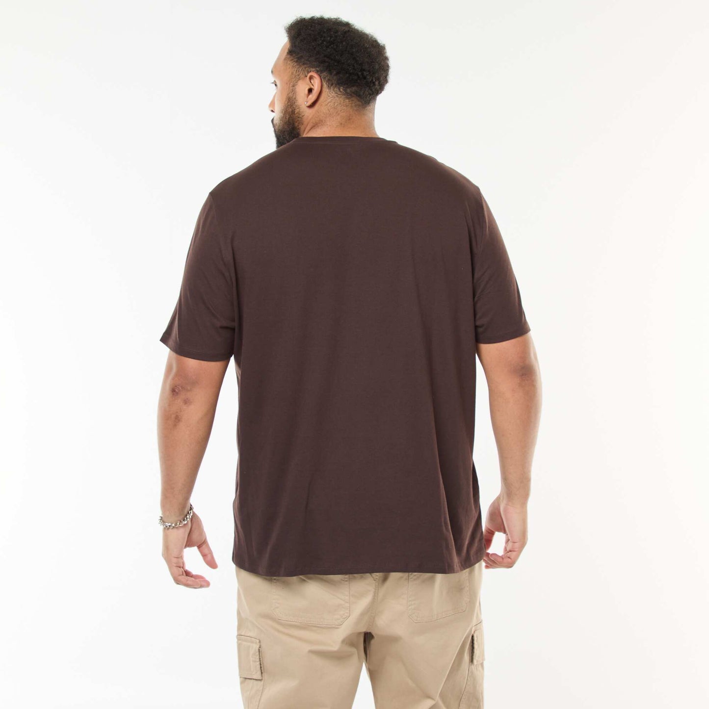 T-shirt imprimé à manches courtes et col rond MARRON