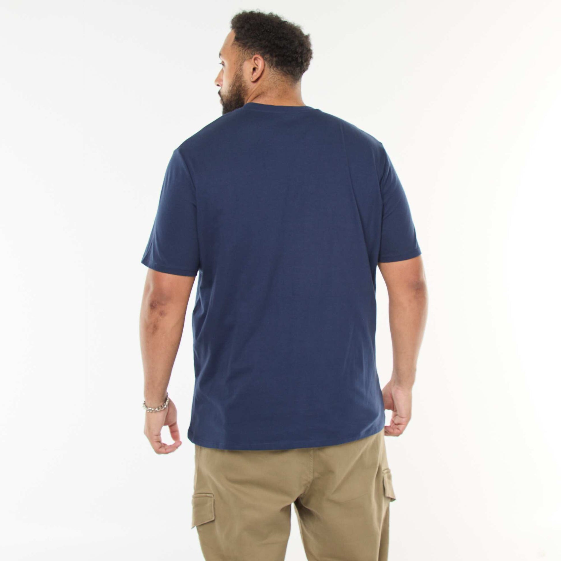 T-shirt imprimé à manches courtes et col rond BLEU