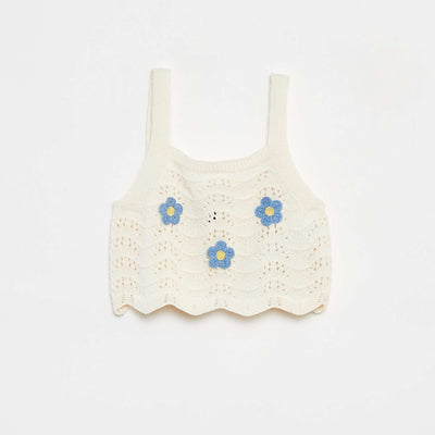 Débardeur en crochet avec motifs BLANC