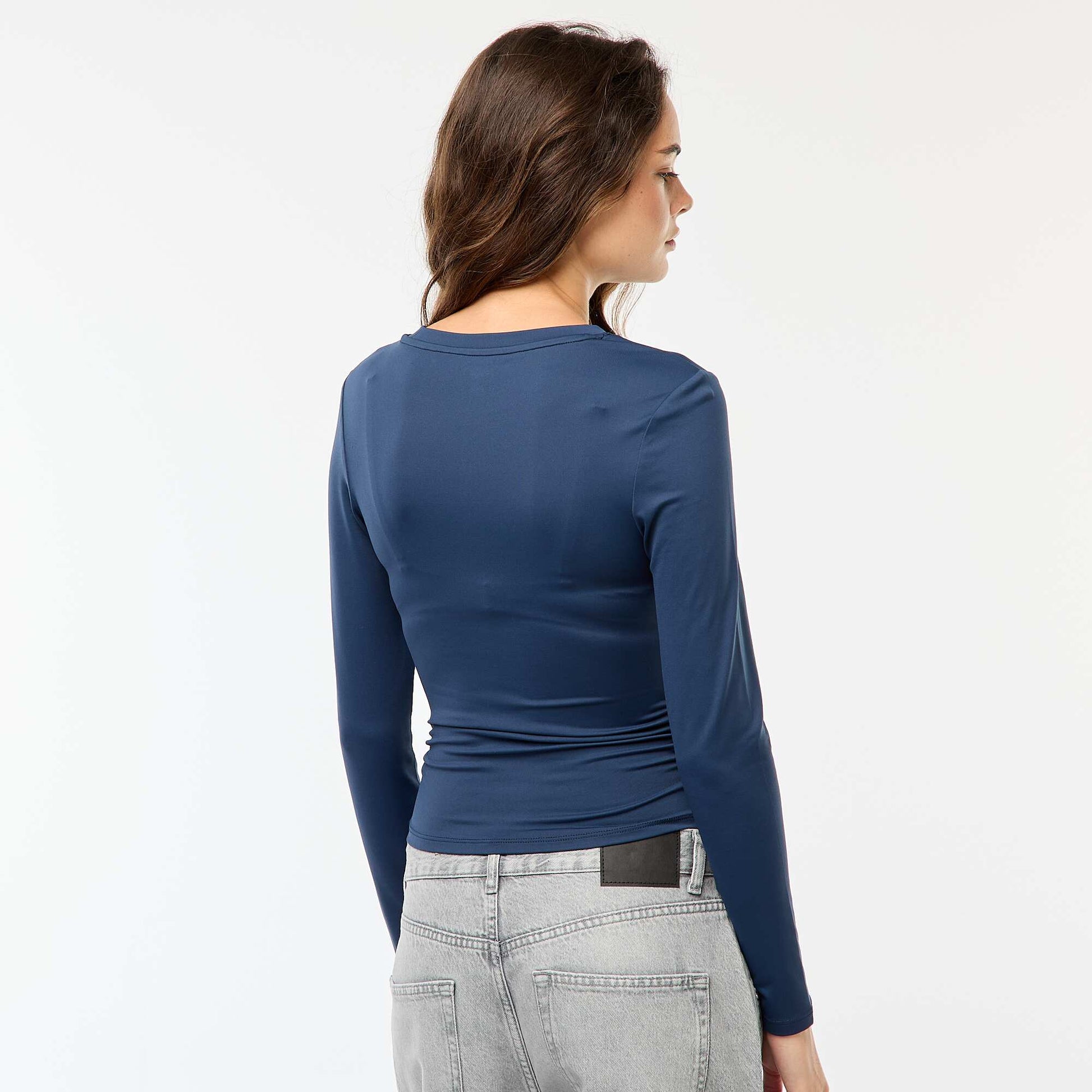Tee-shirt cropped avec effet froissé BLEU