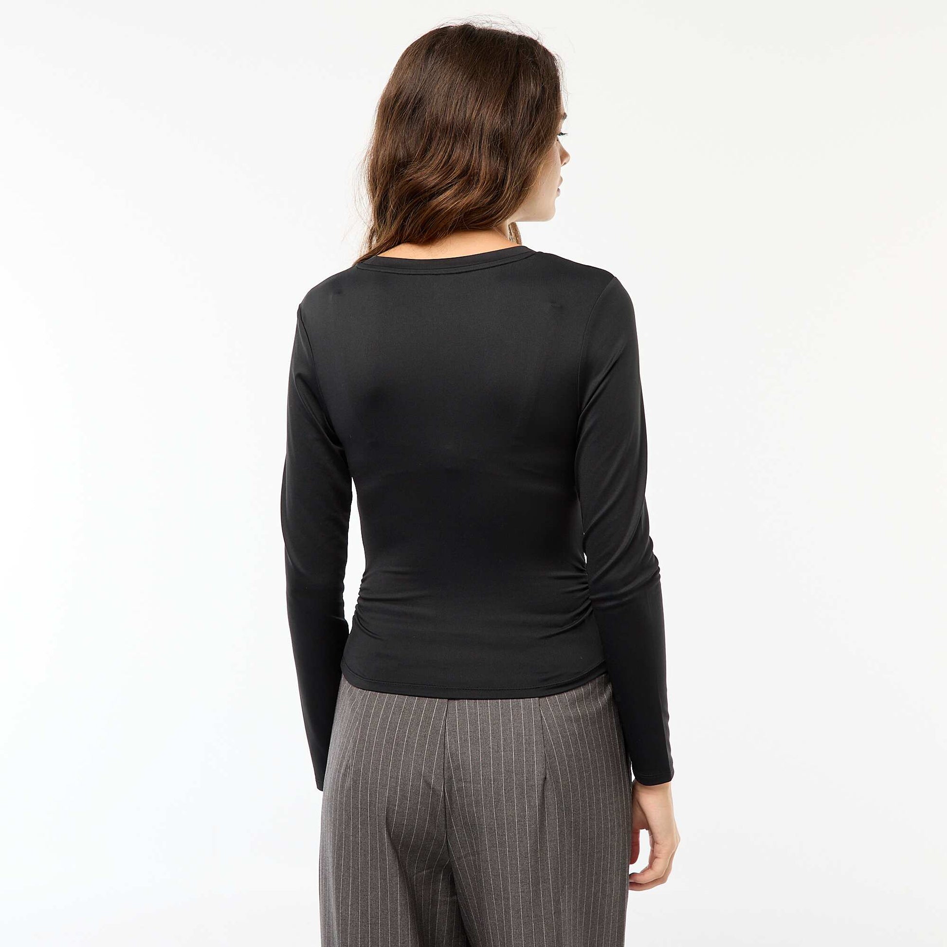 Tee-shirt cropped avec effet froissé NOIR