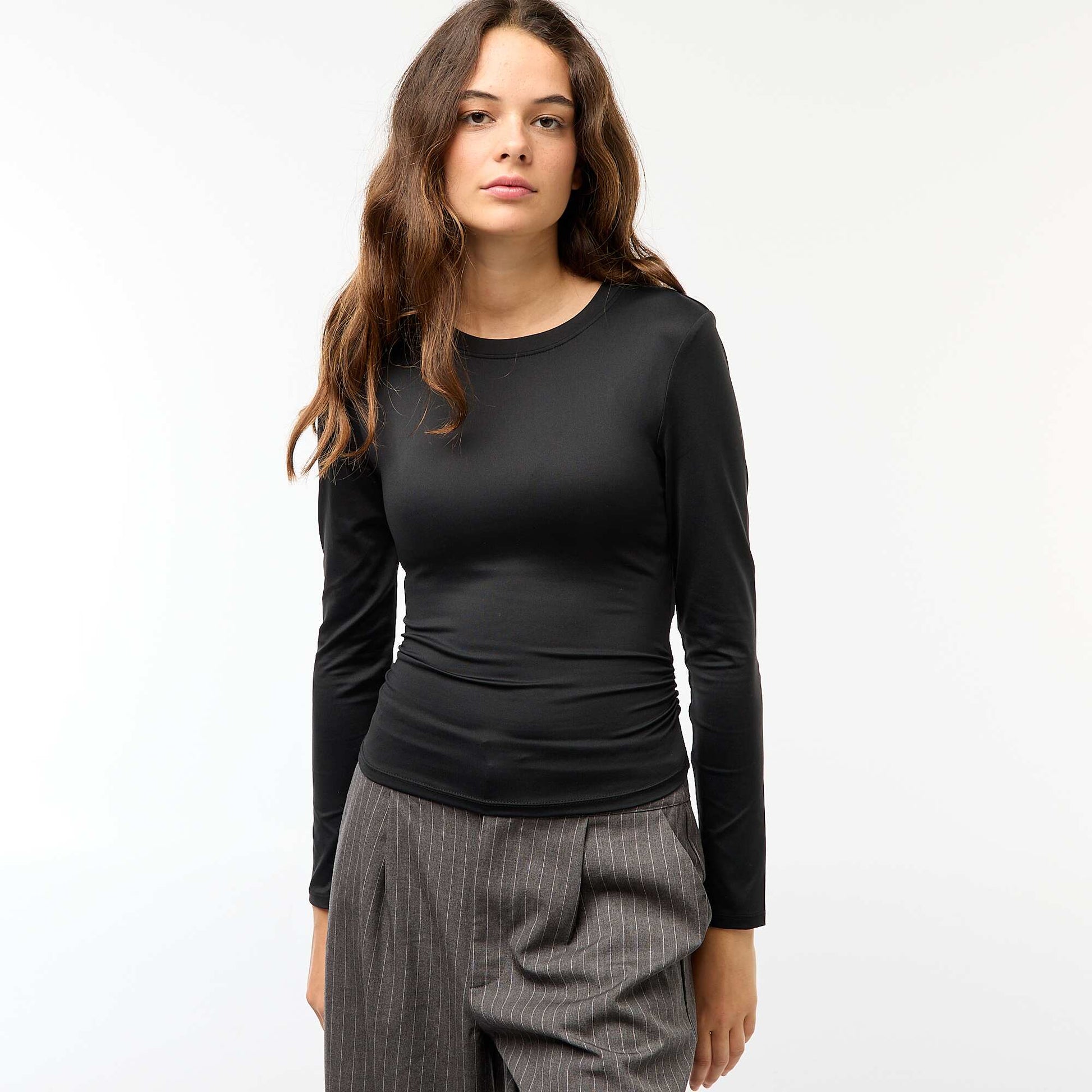 Tee-shirt cropped avec effet froissé NOIR