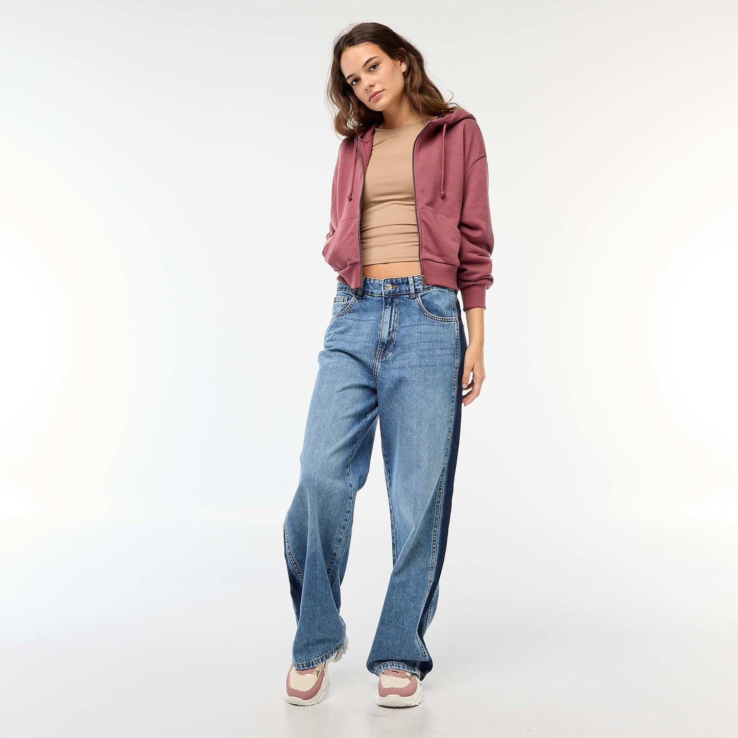 Tee-shirt cropped avec effet froissé BEIGE