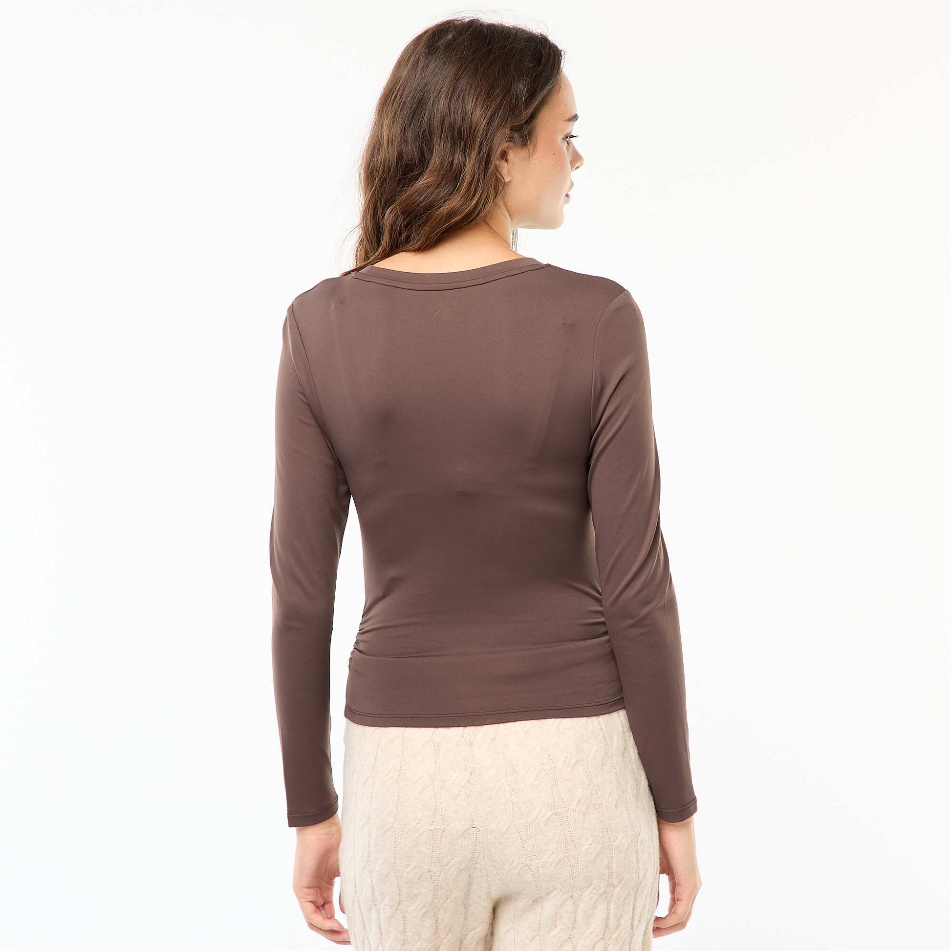 Tee-shirt cropped avec effet froissé MARRON