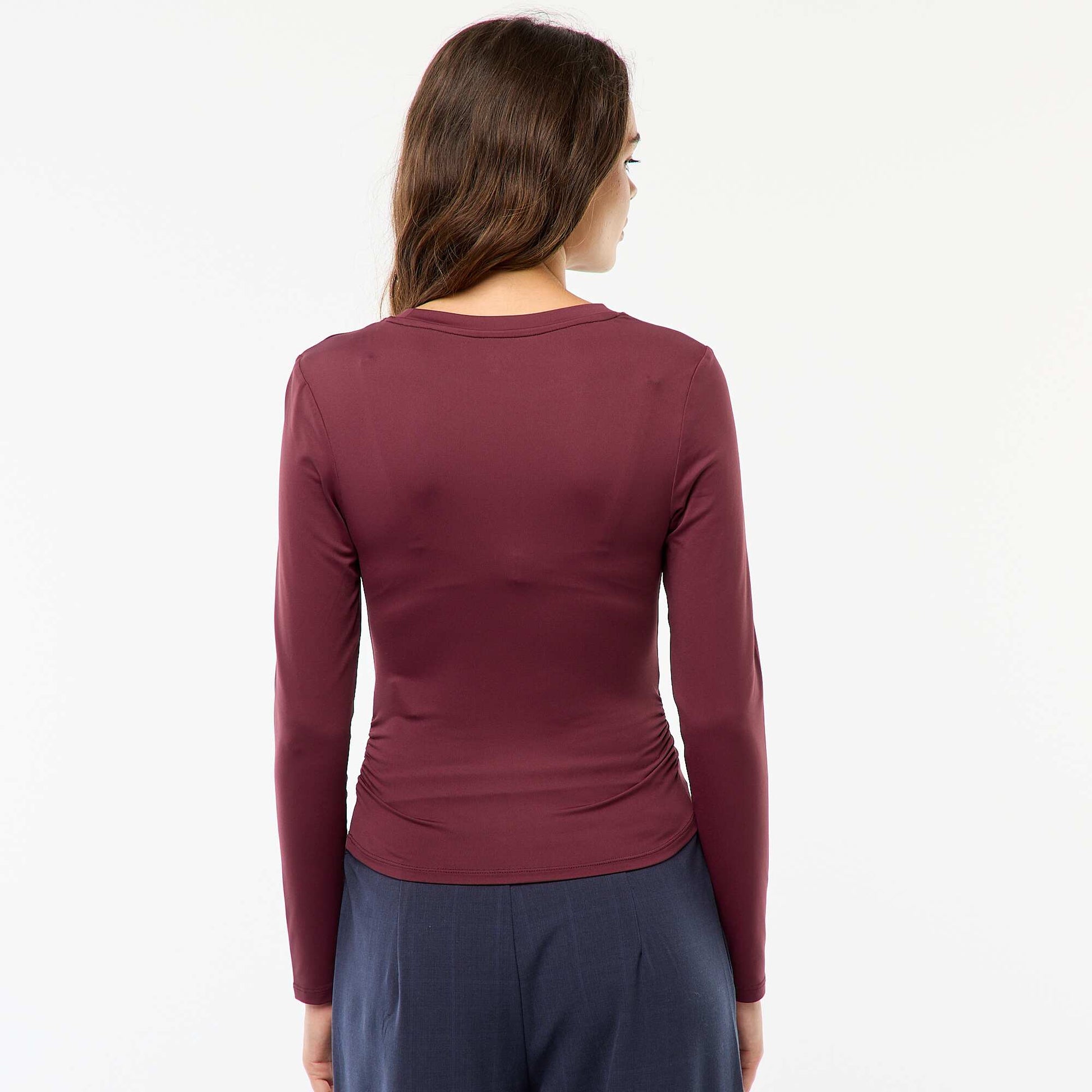 Tee-shirt cropped avec effet froissé ROUGE