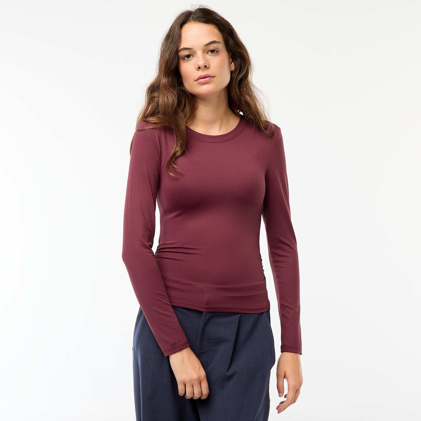 Tee-shirt cropped avec effet froissé ROUGE