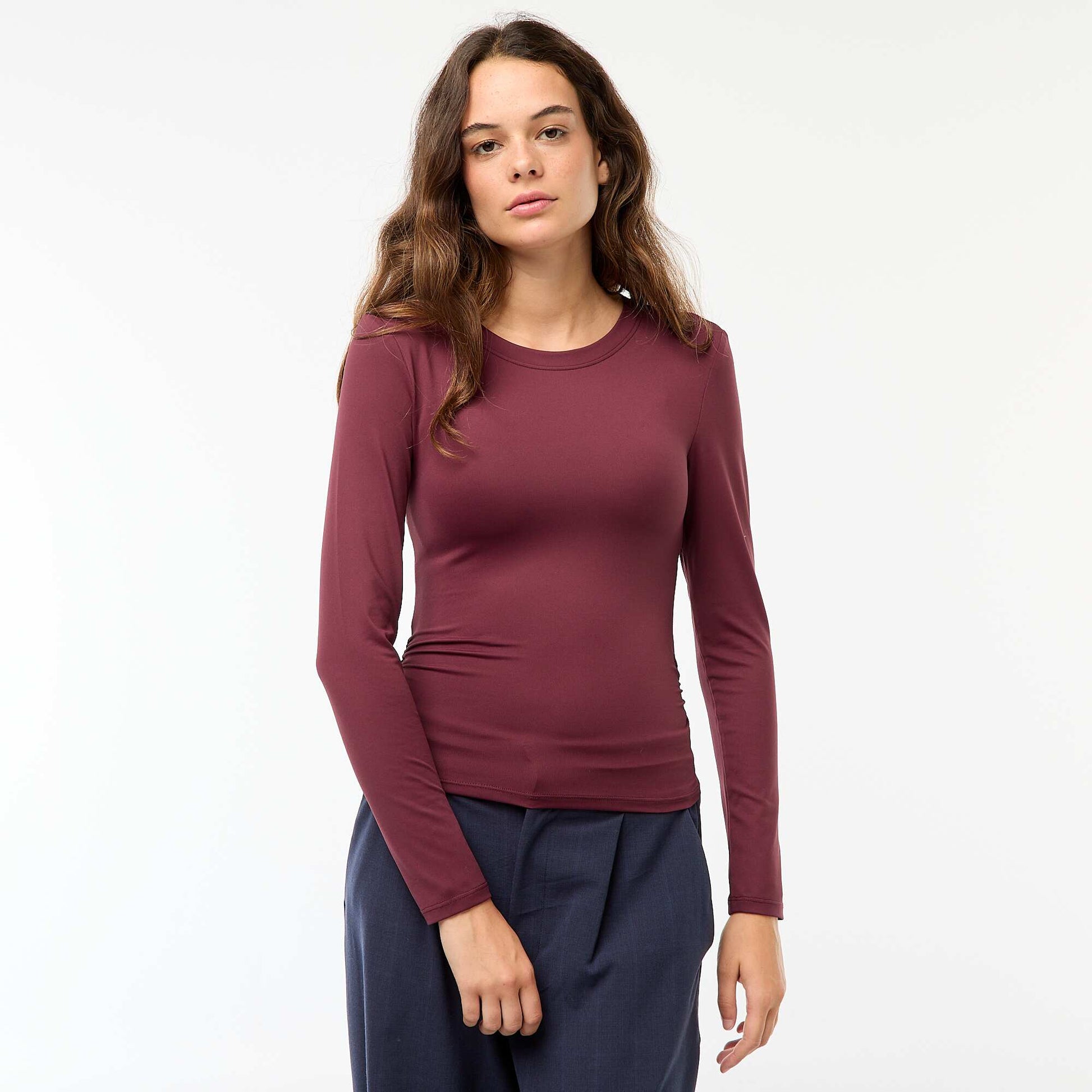 Tee-shirt cropped avec effet froissé ROUGE
