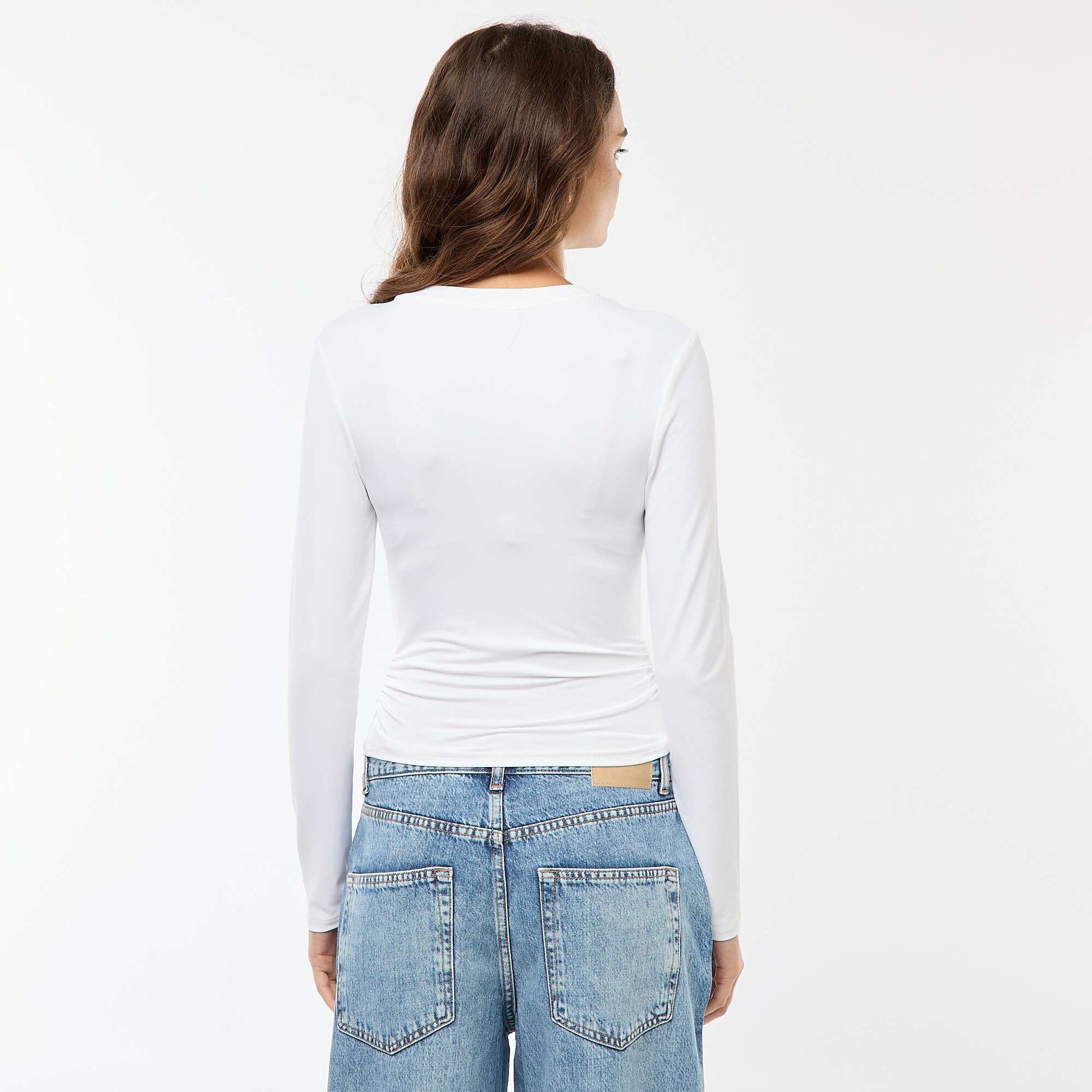Tee-shirt cropped avec effet froissé BLANC