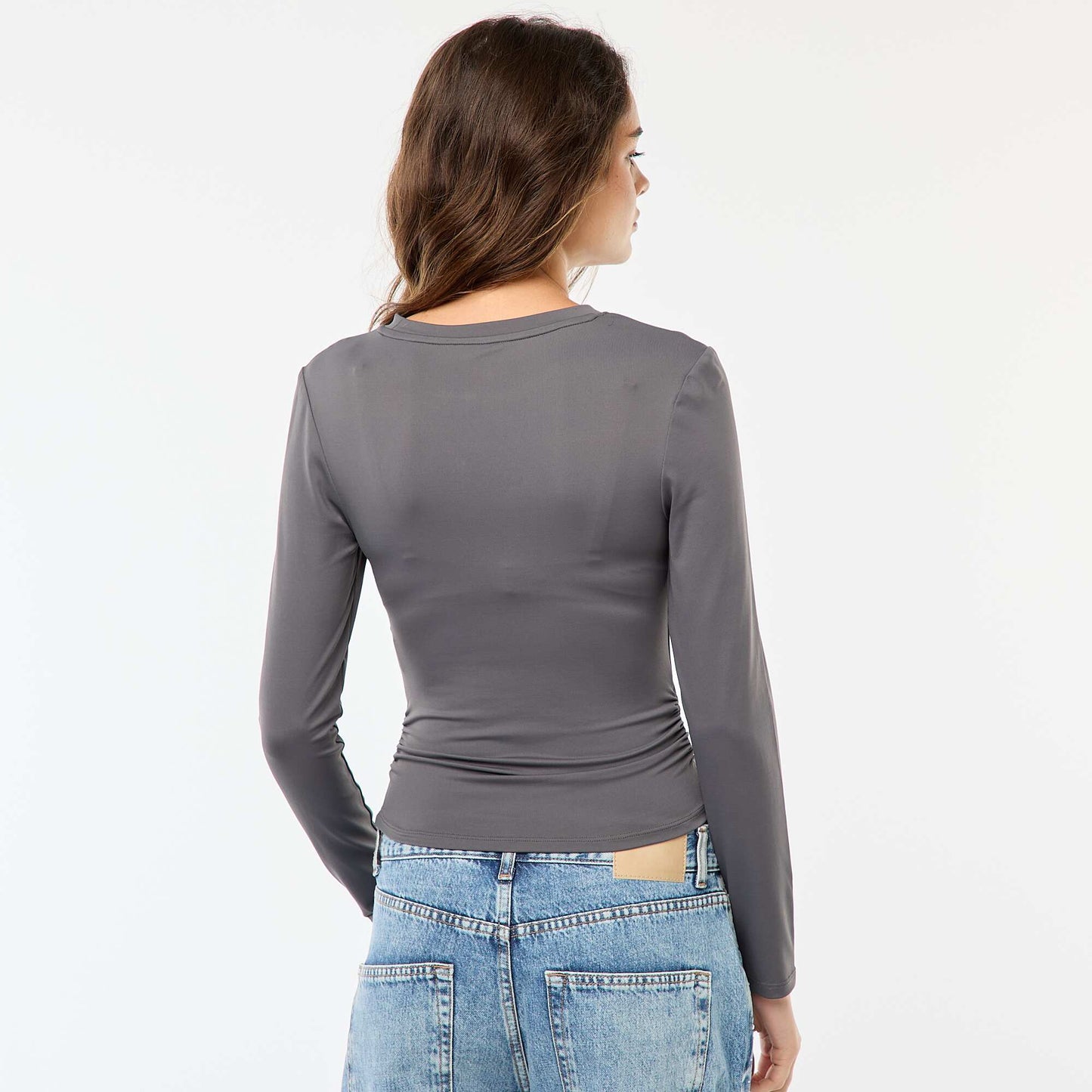 Tee-shirt cropped avec effet froissé GRIS
