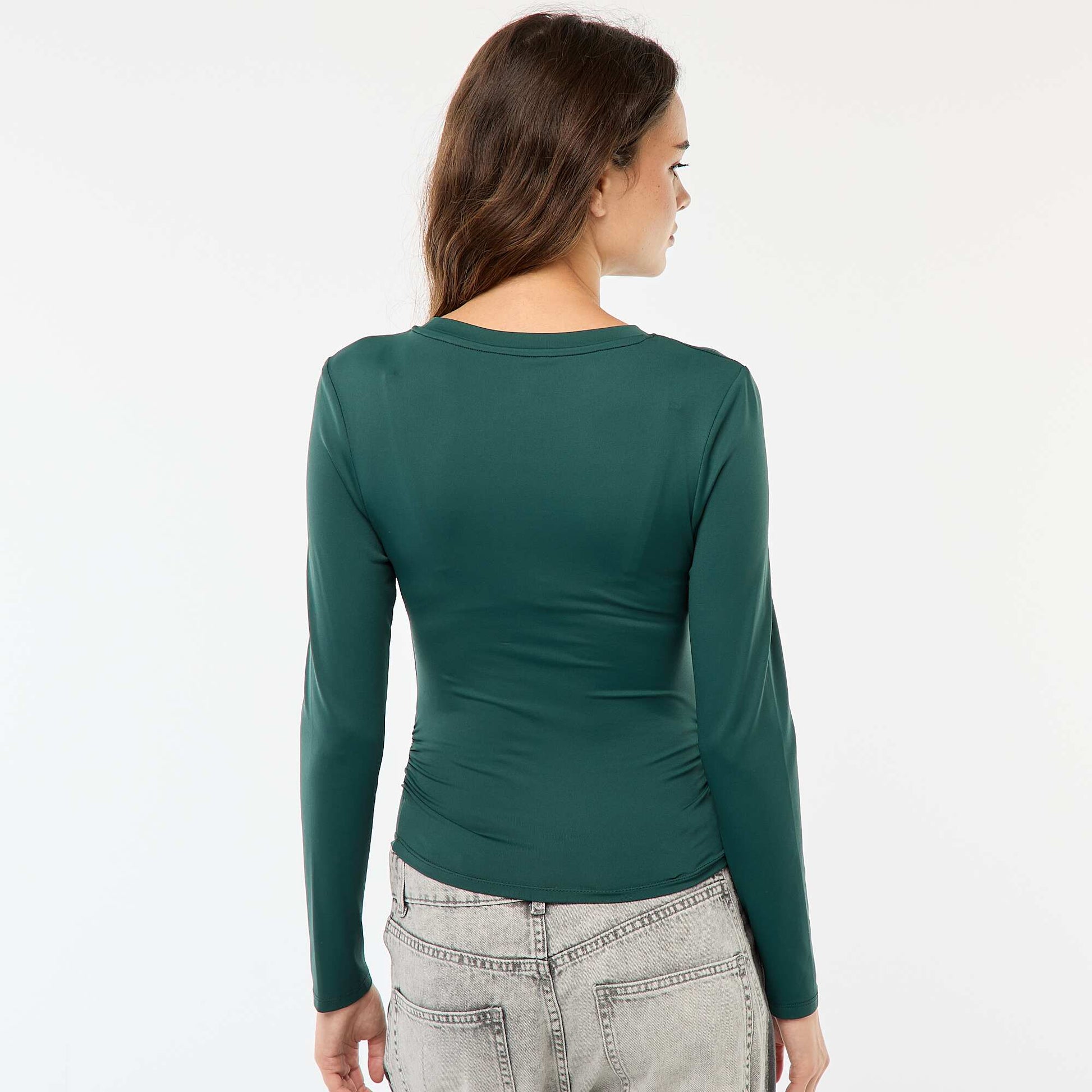 Tee-shirt cropped avec effet froissé VERT