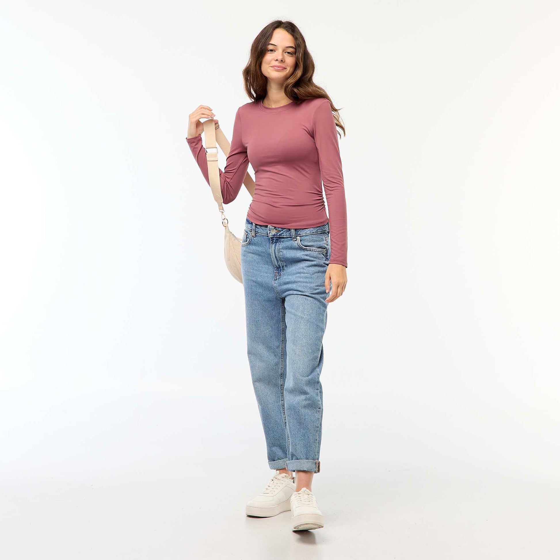 Tee-shirt cropped avec effet froissé ROSE