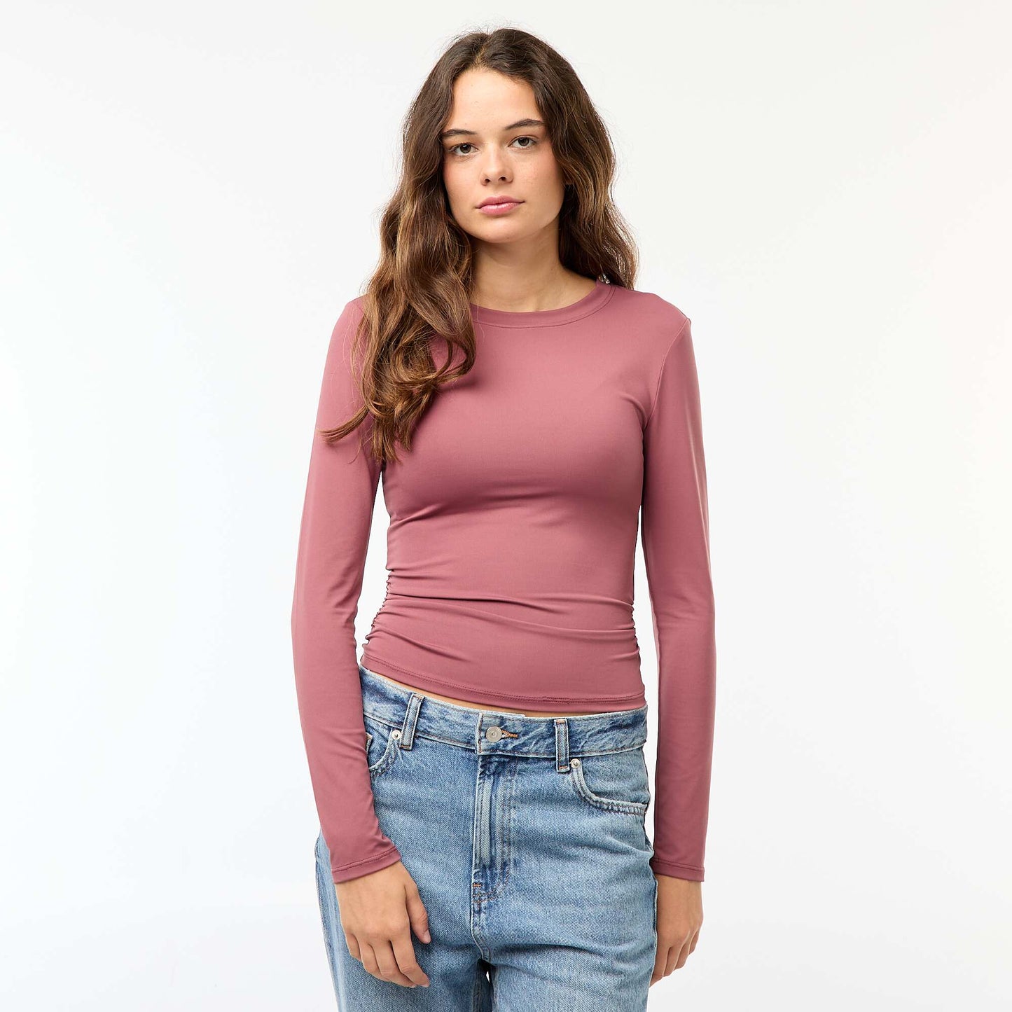 Tee-shirt cropped avec effet froissé ROSE