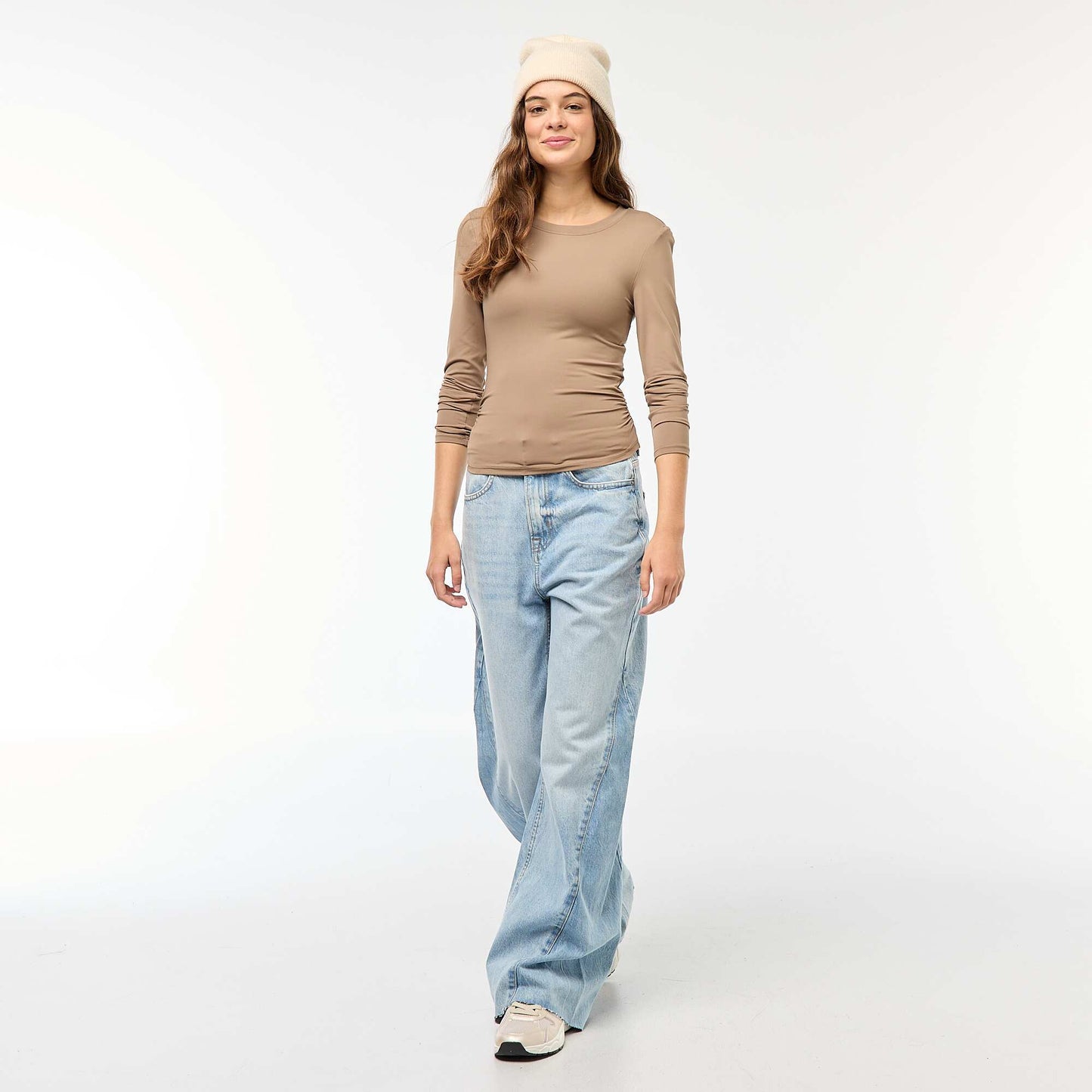 Tee-shirt cropped avec effet froissé GRIS
