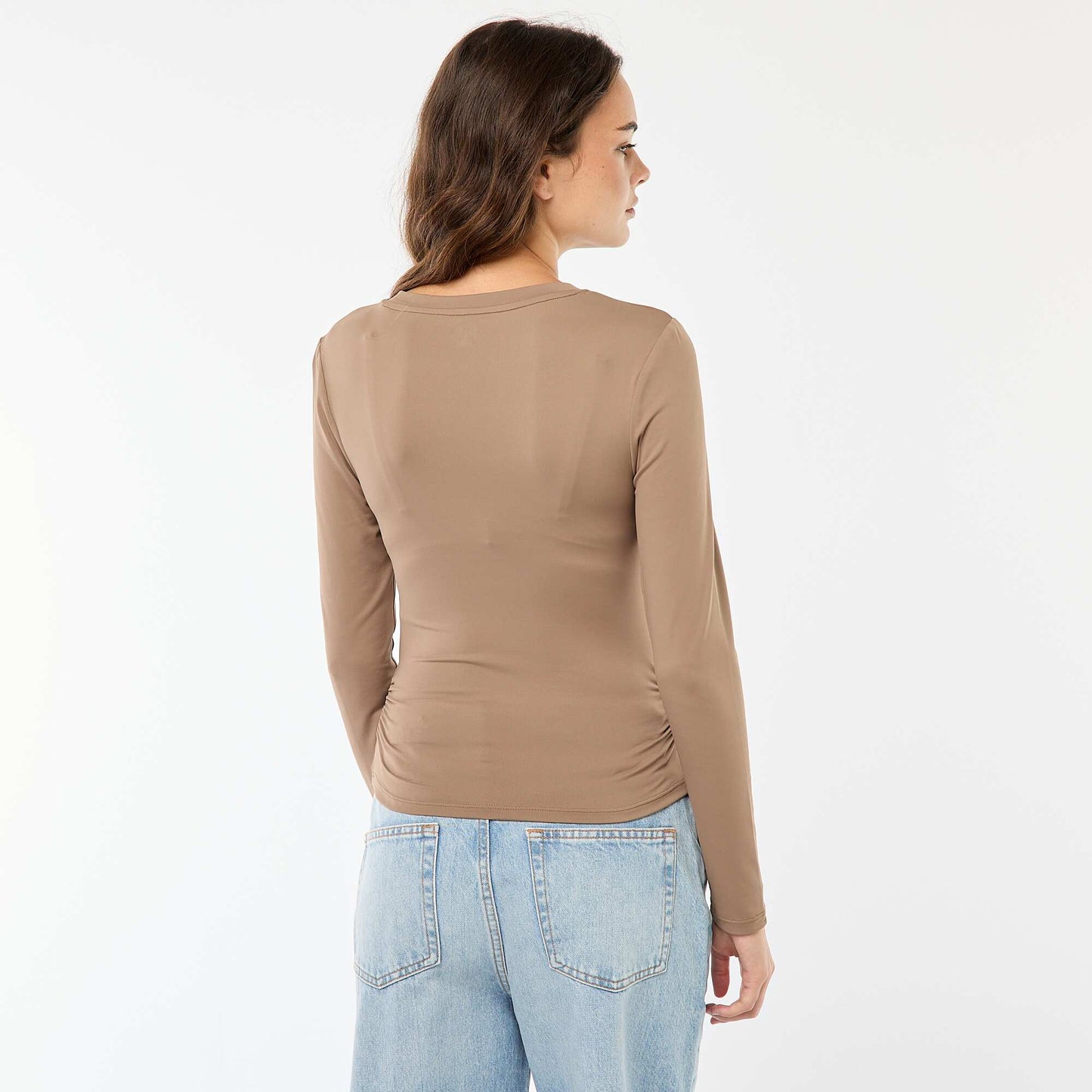 Tee-shirt cropped avec effet froissé GRIS