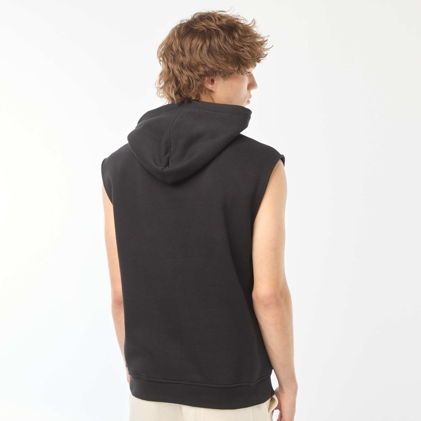 Sweat à capuche en molleton chaud sans manches NOIR