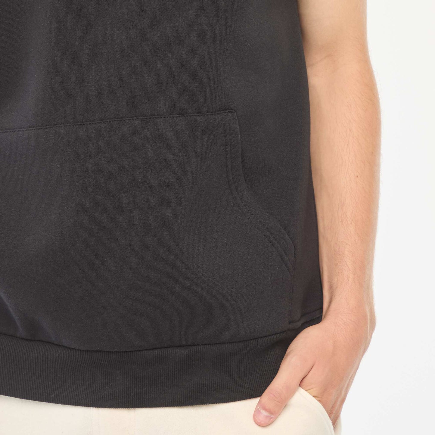 Sweat à capuche en molleton chaud sans manches NOIR