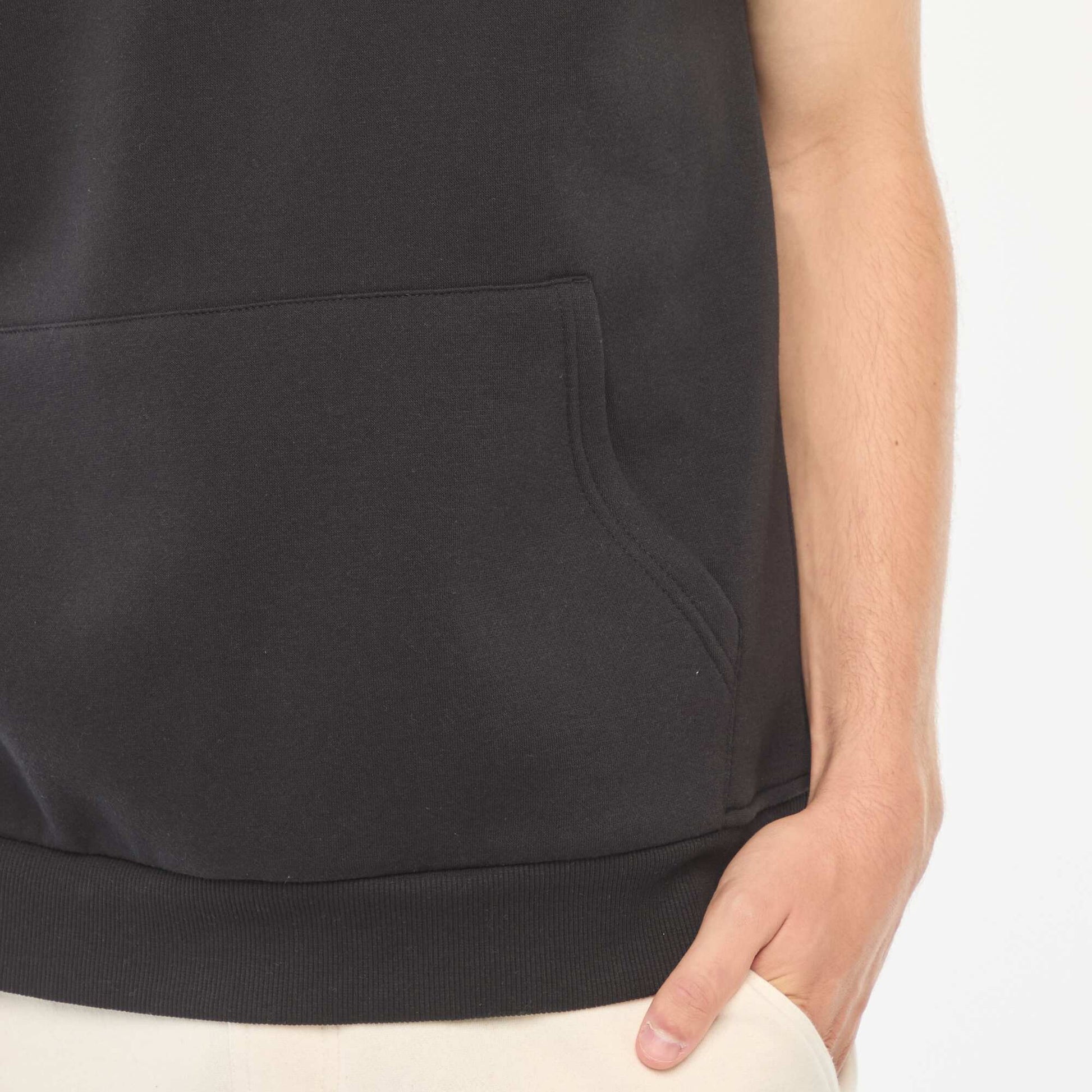 Sweat à capuche en molleton chaud sans manches NOIR