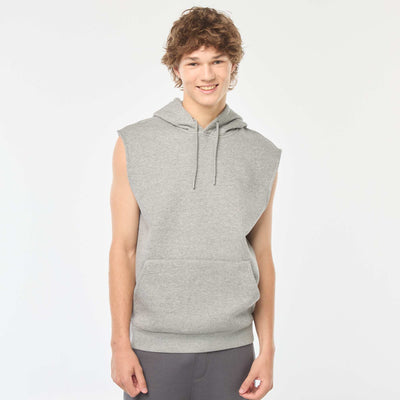 Sweat à capuche en molleton chaud sans manches GRIS