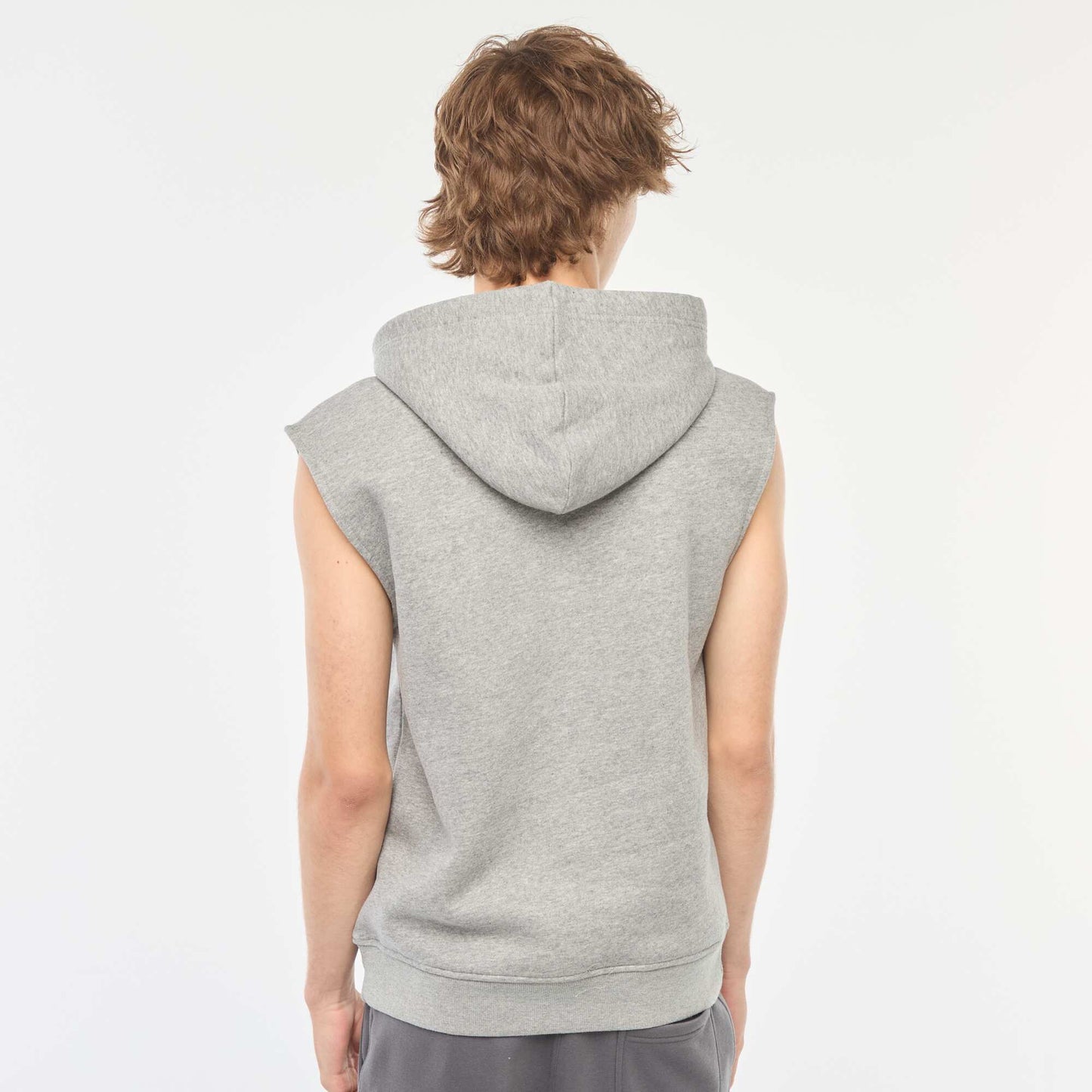 Sweat à capuche en molleton chaud sans manches GRIS