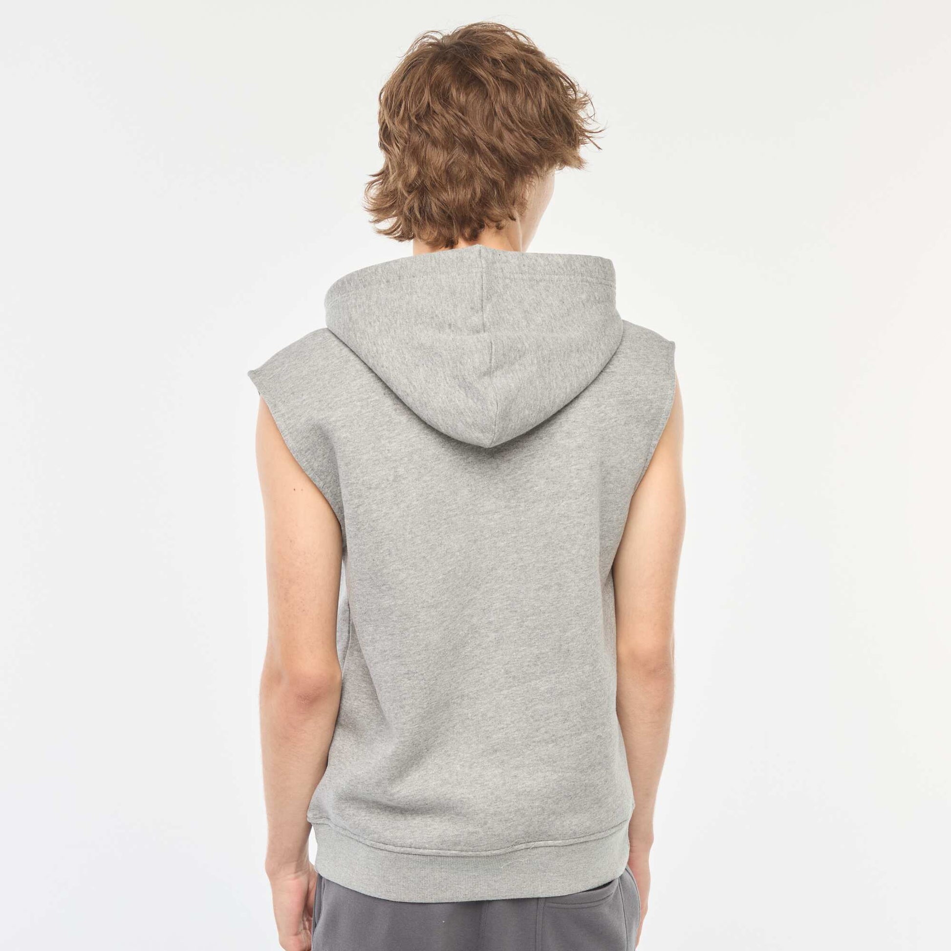 Sweat à capuche en molleton chaud sans manches GRIS
