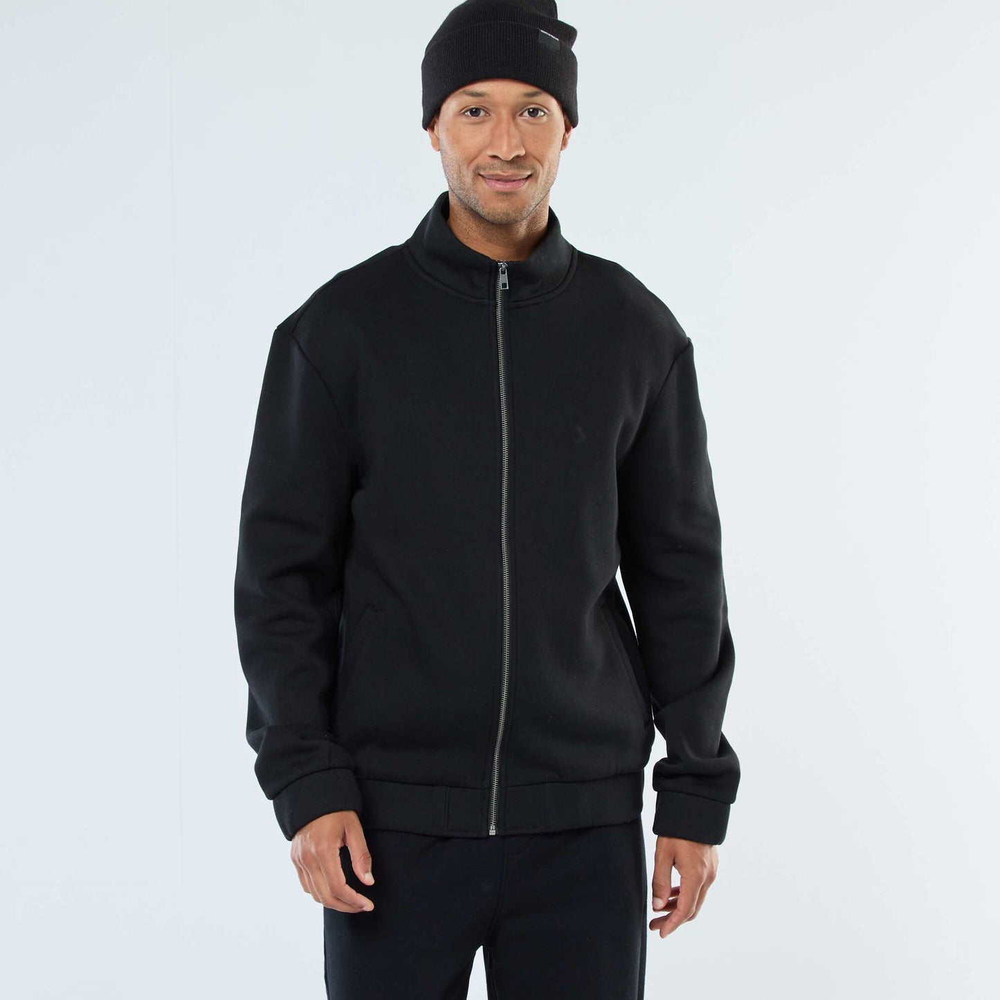 Sweat zippé à col montant NOIR