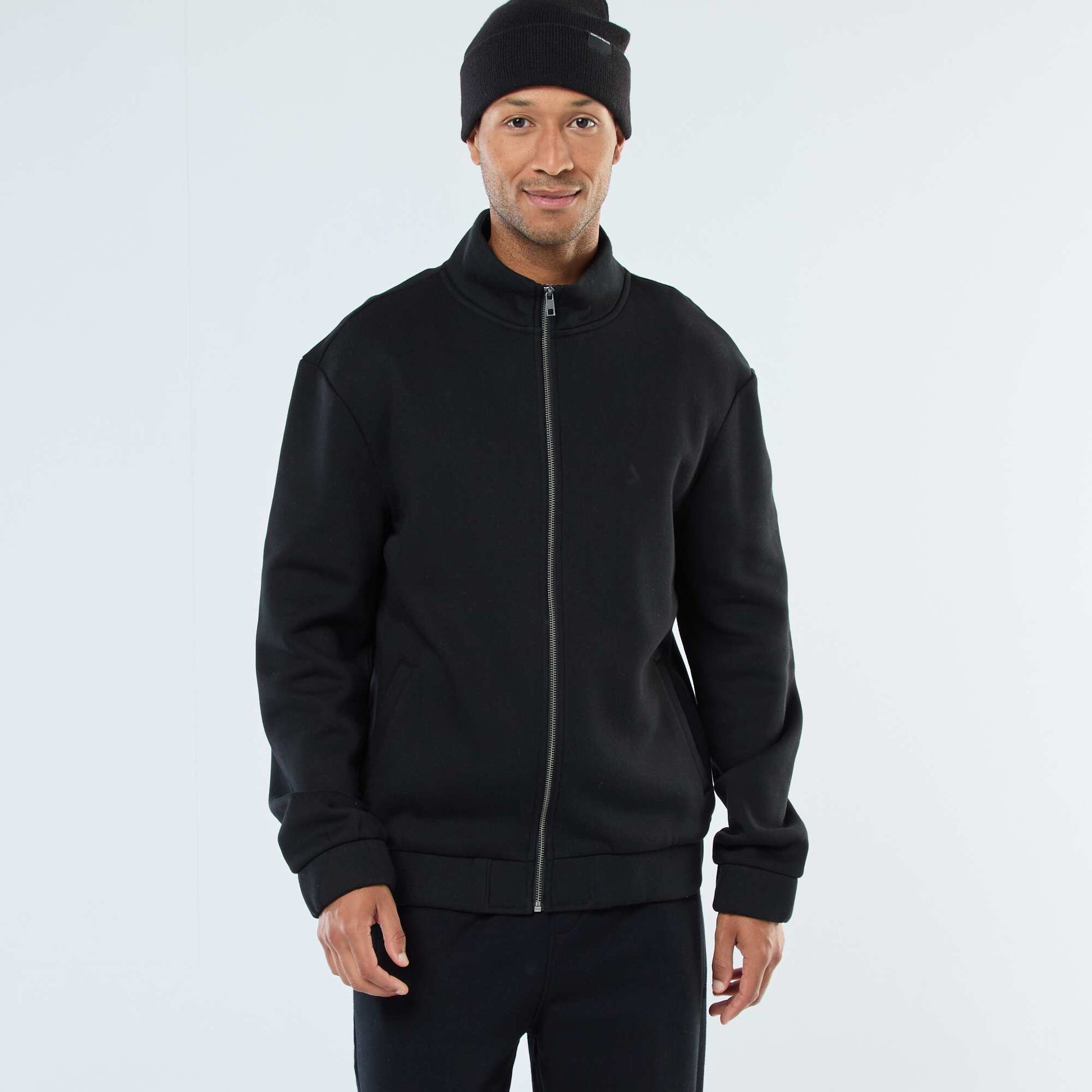Sweat zippé à col montant NOIR