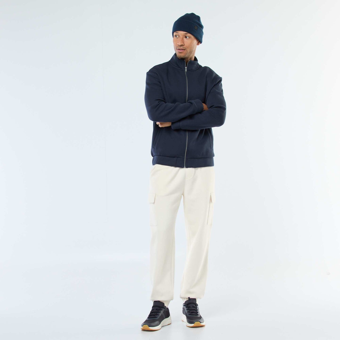 Sweat zippé à col montant BLEU