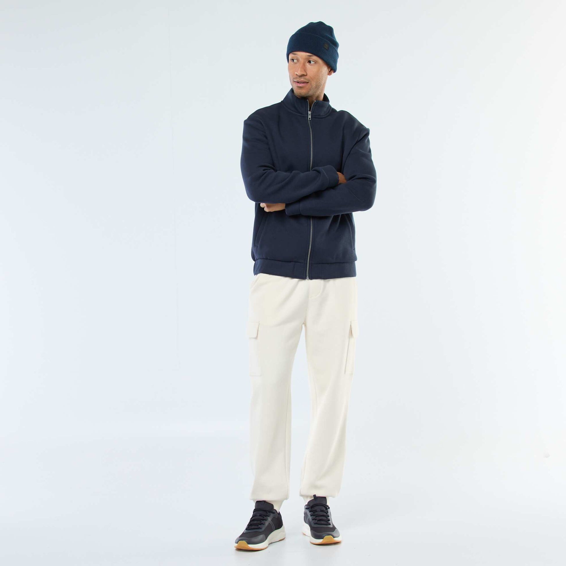Sweat zippé à col montant BLEU