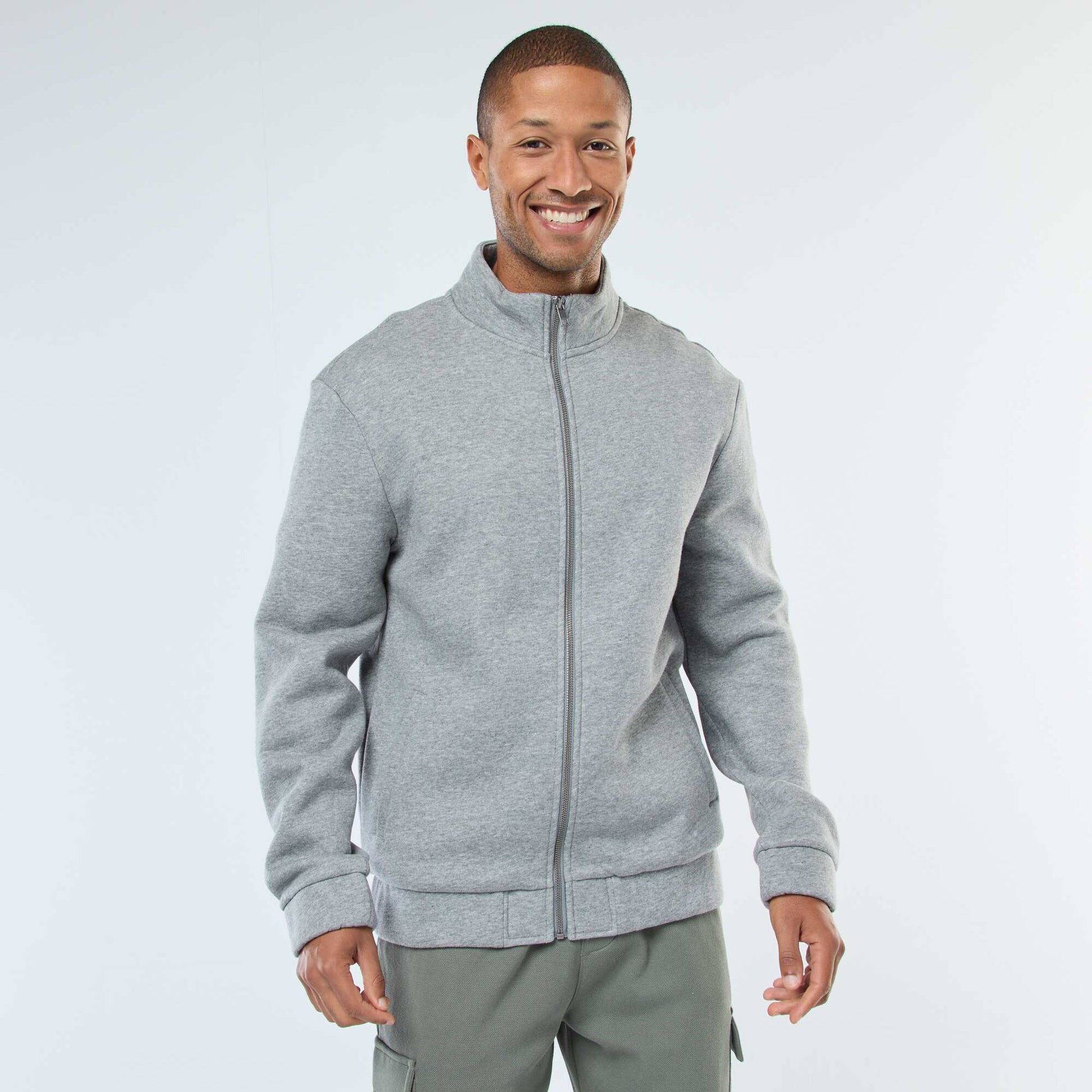 Sweat zippé à col montant GRIS