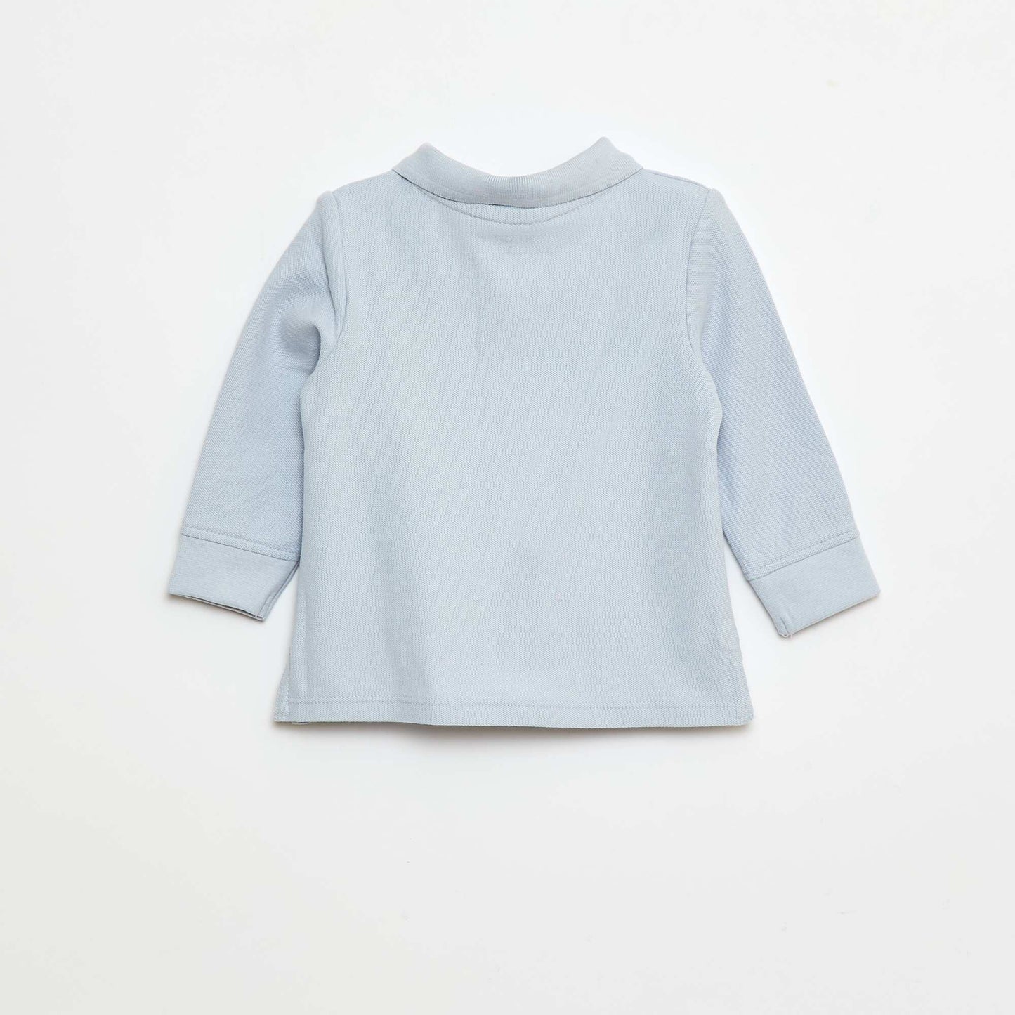 Polo en coton piqué à manches longues BLEU